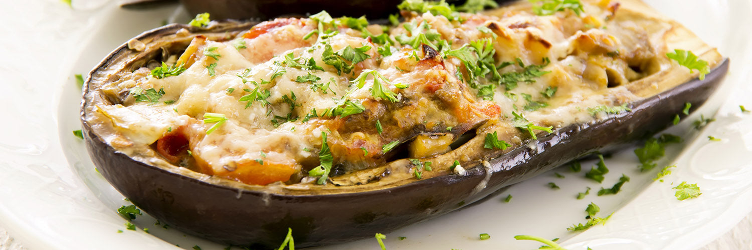 auberginen berbacken und gefllt mit Gemse