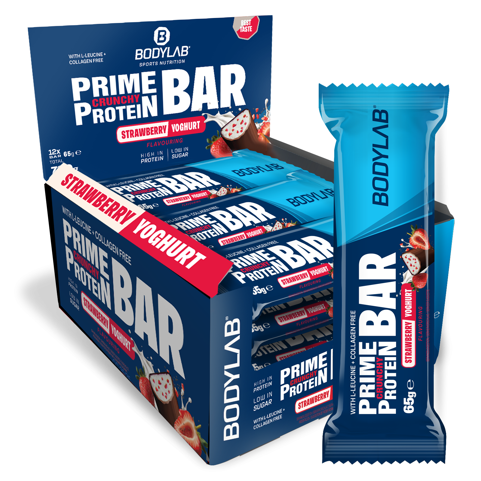 Prime Crunchy Protein Bar (12x65g) Erdbeer Joghurt