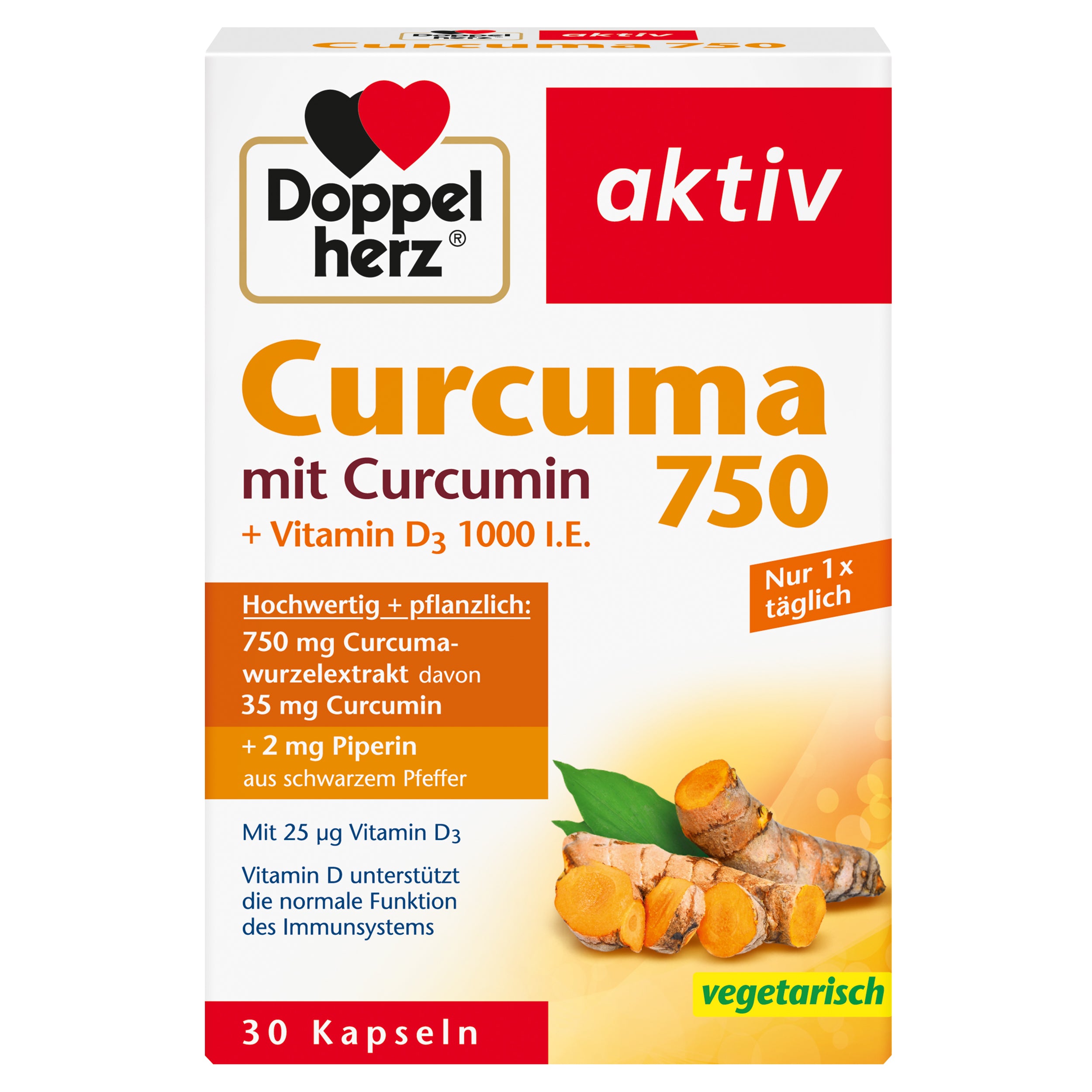 Curcuma 750 mit Curcumin + Vitamin D3 1000 I.E. (30 Kapseln)