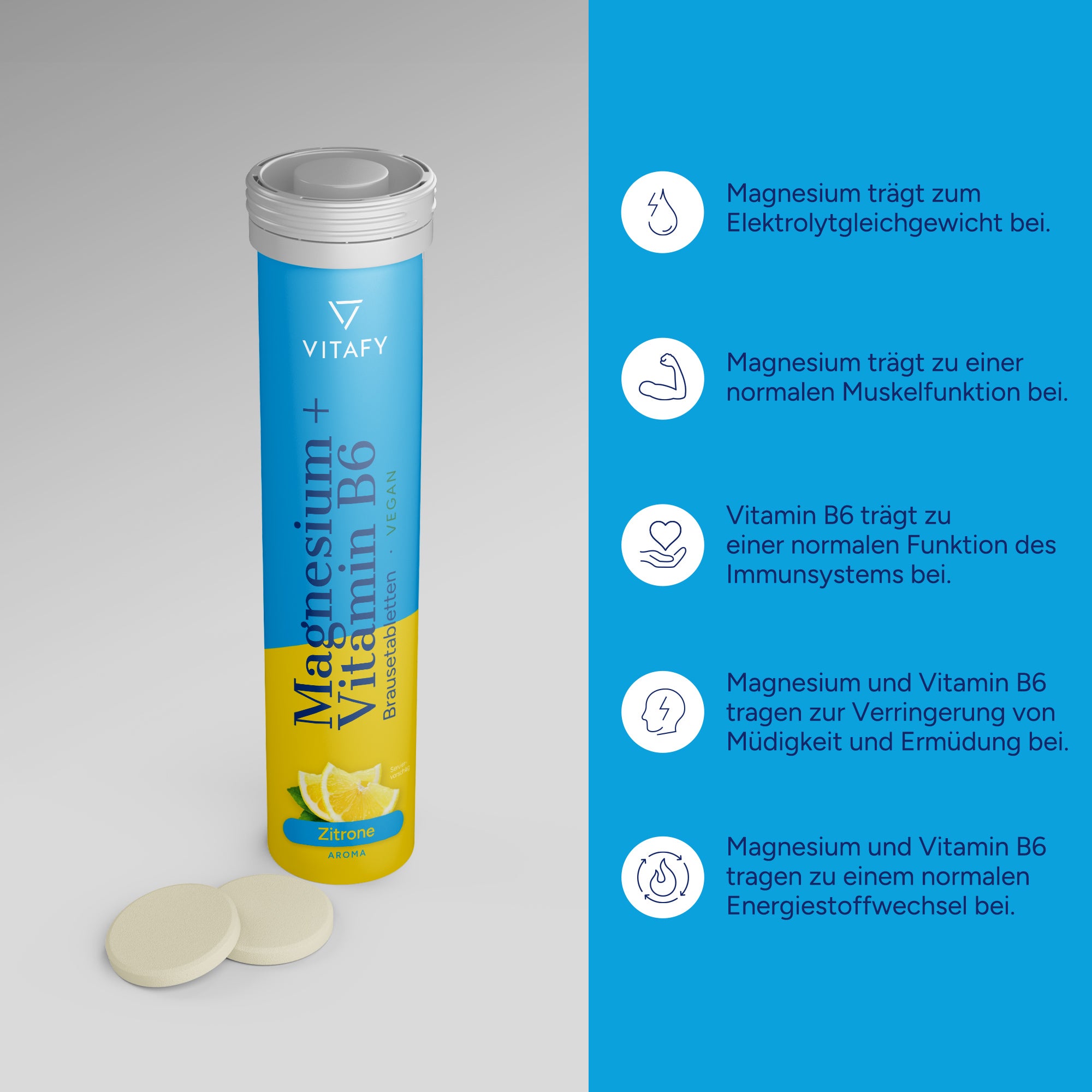Magnesium + Vitamin B6 - Zitrone (20 Brausetabletten)