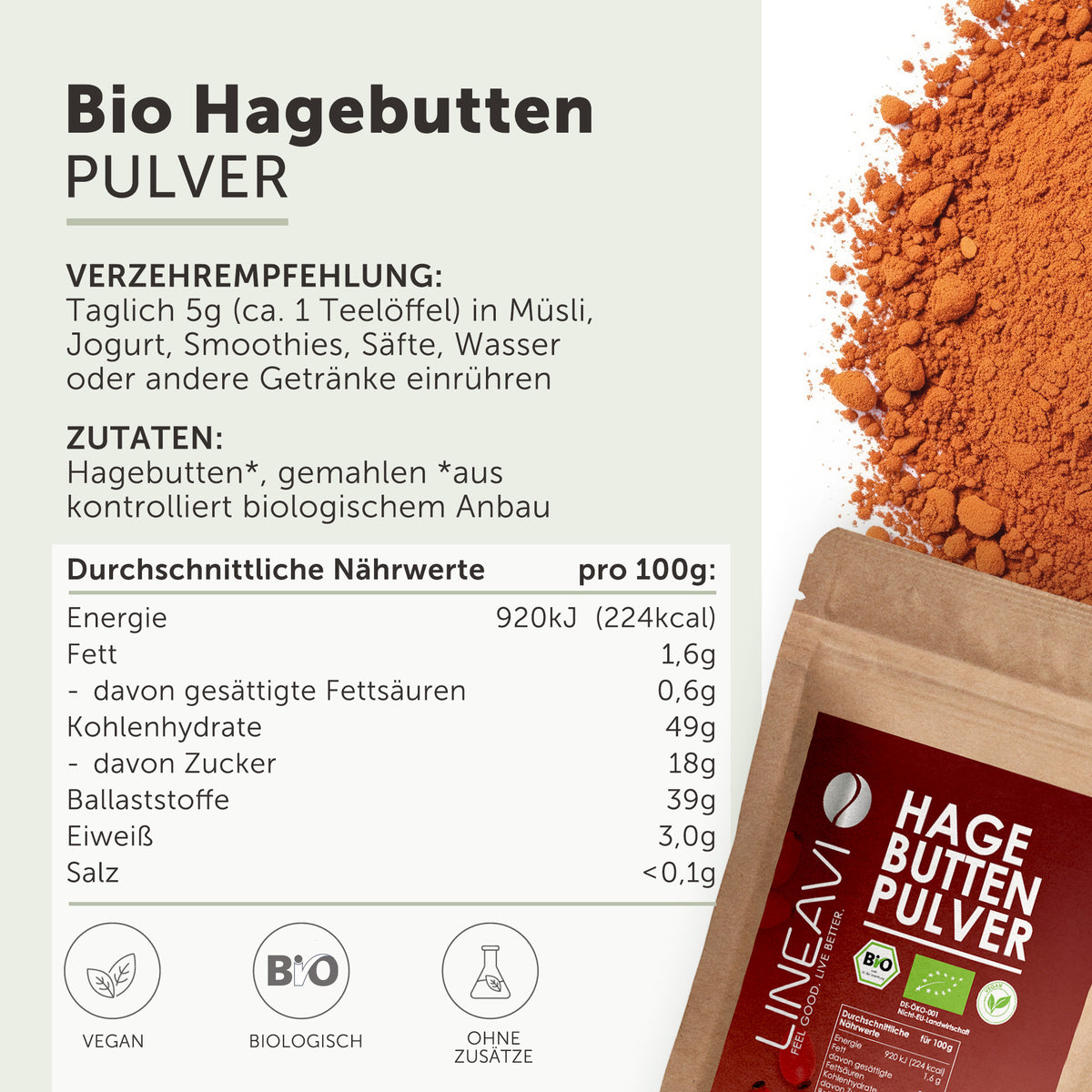 Bio Hagebuttenpulver (500g)