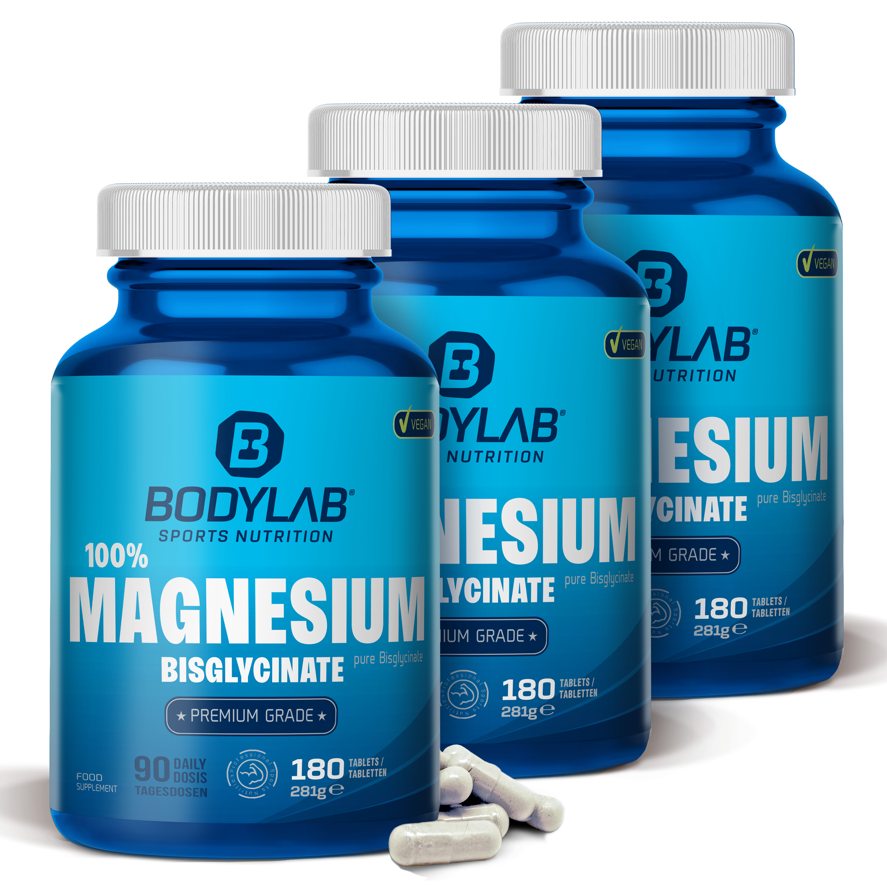3 x 100% Magnesium Bisglycinate (180 Tabletten)