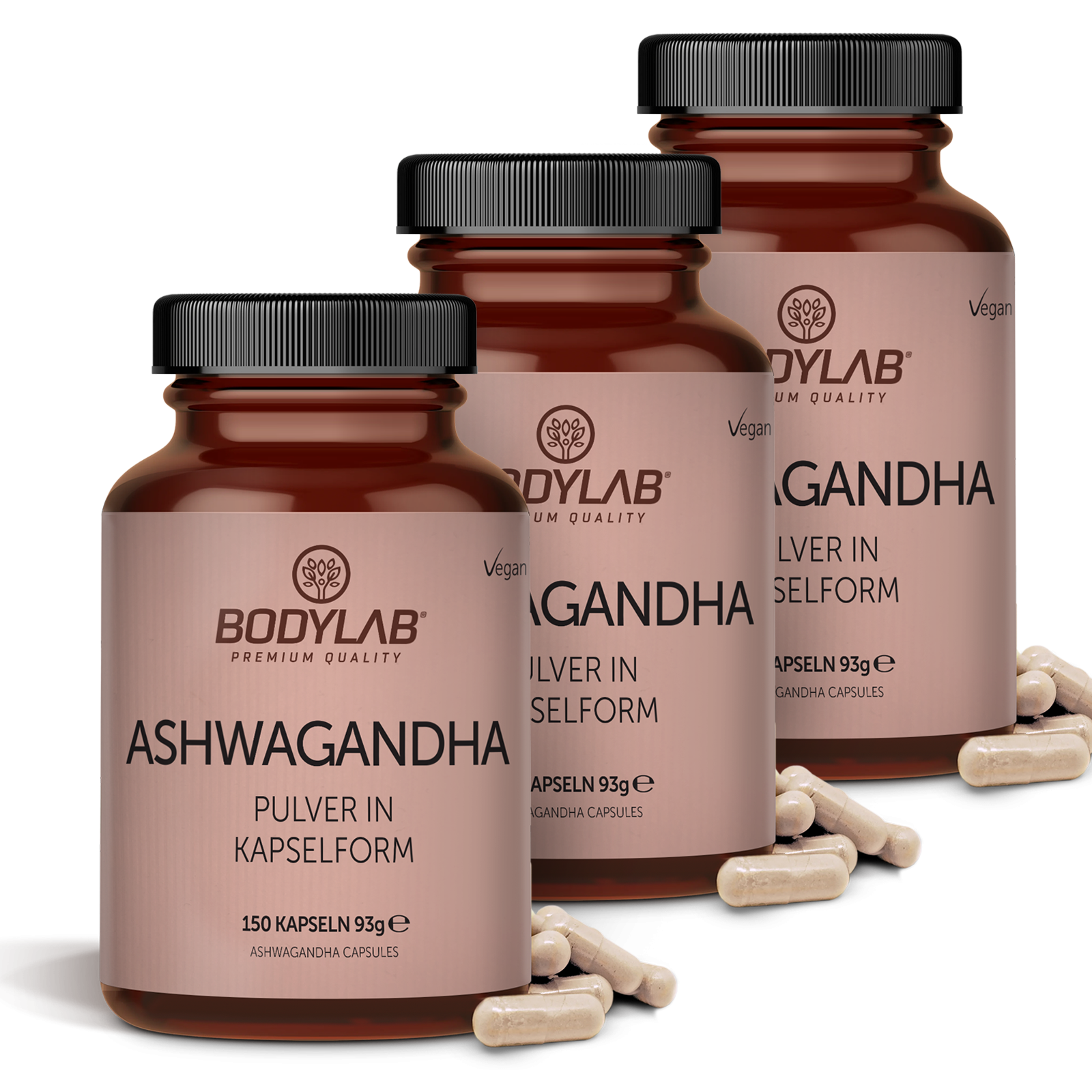 3 x Ashwagandha Pulver in Kapselform (3 x 150 Kapseln)