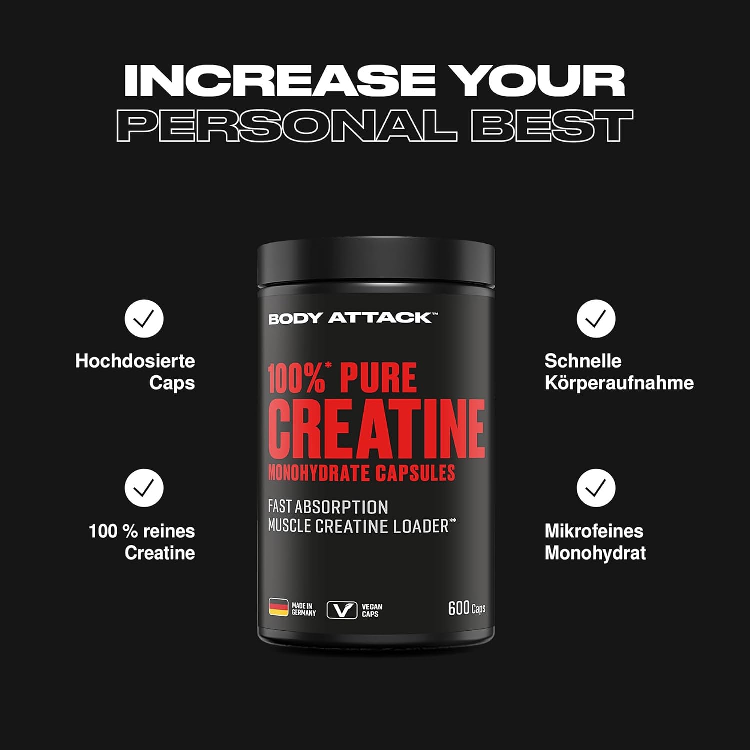 100% Pure Creatin (600 Kapseln)