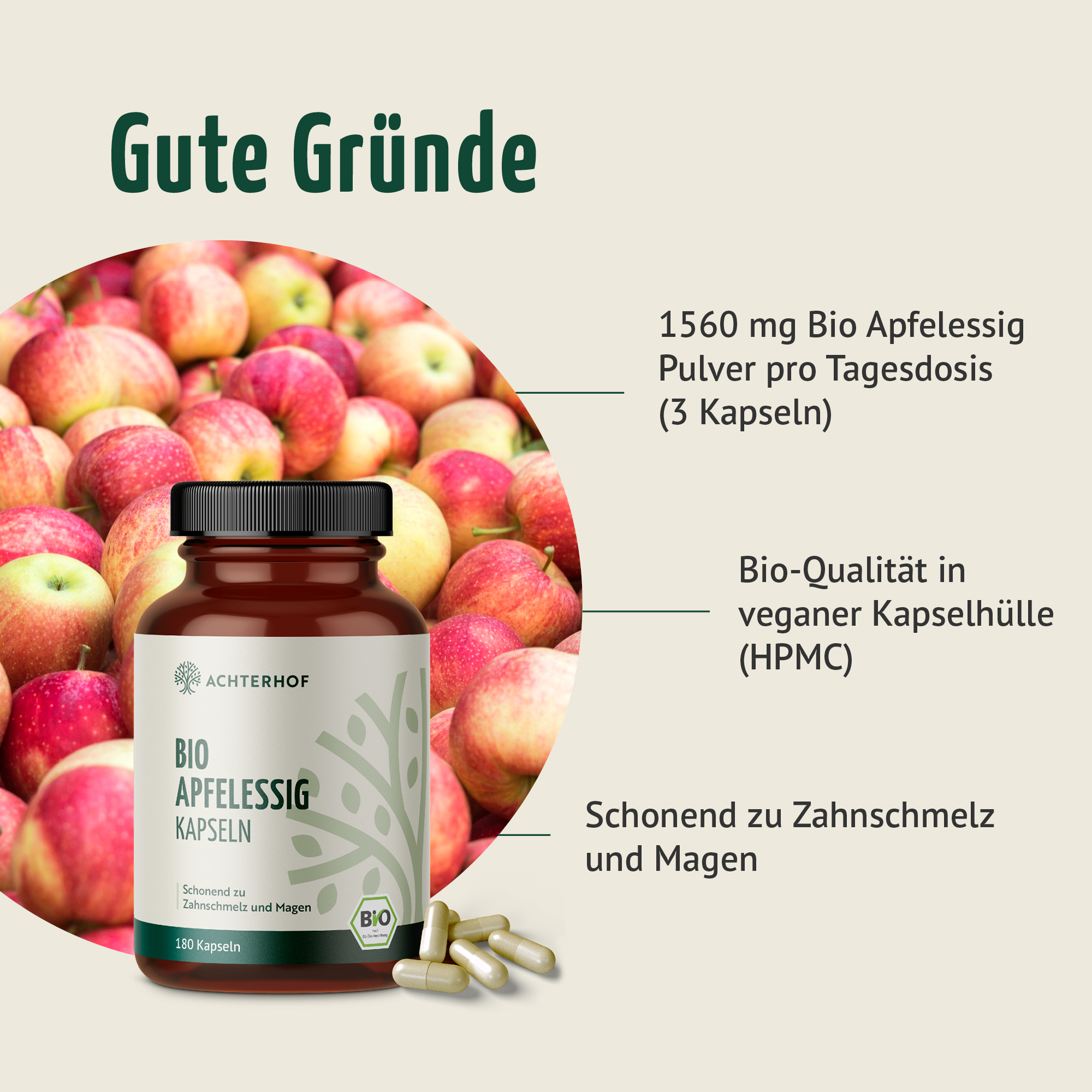 Bio Apfelessig Kapseln (180 Kapseln)