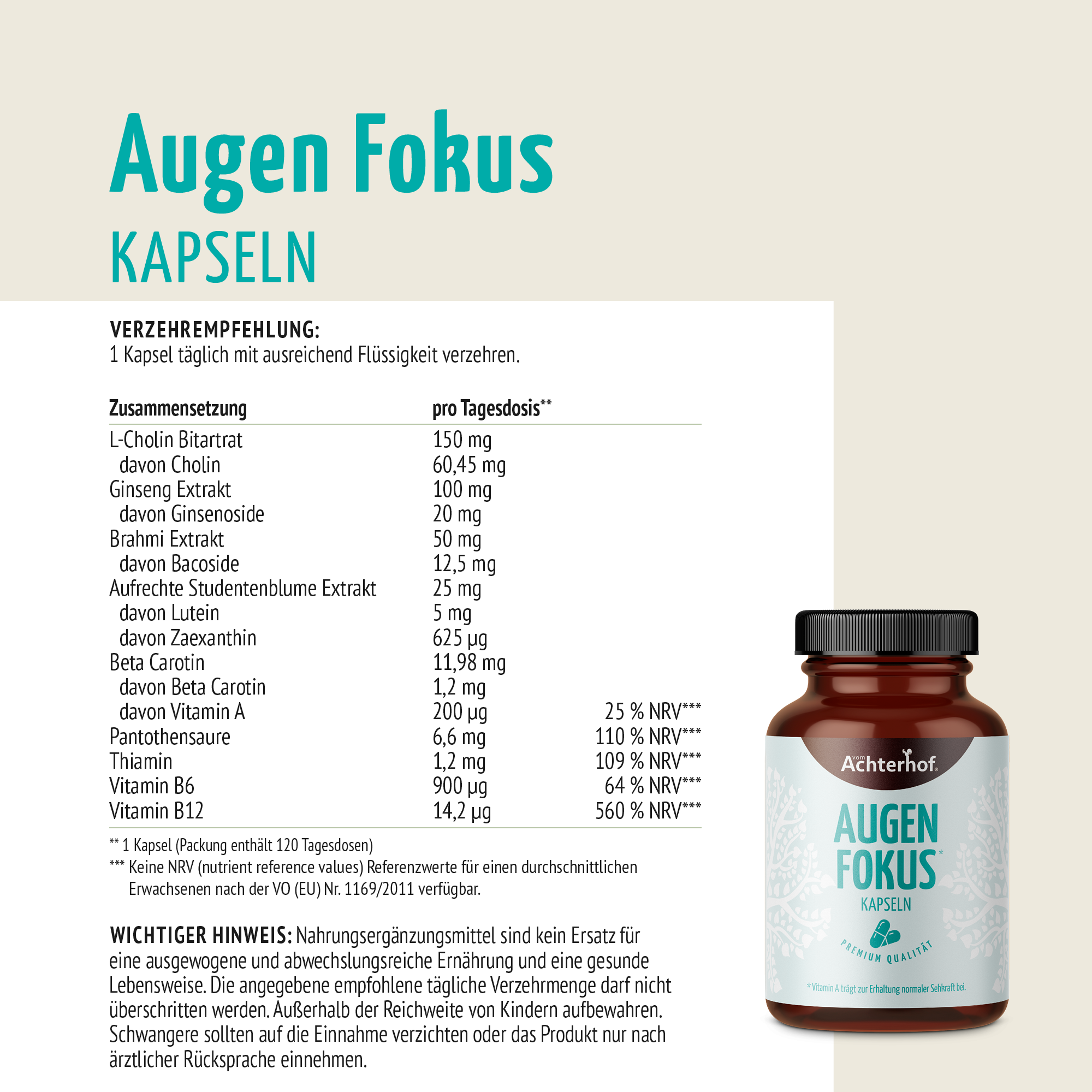 Augen Fokus Kapseln (120 Kapseln)