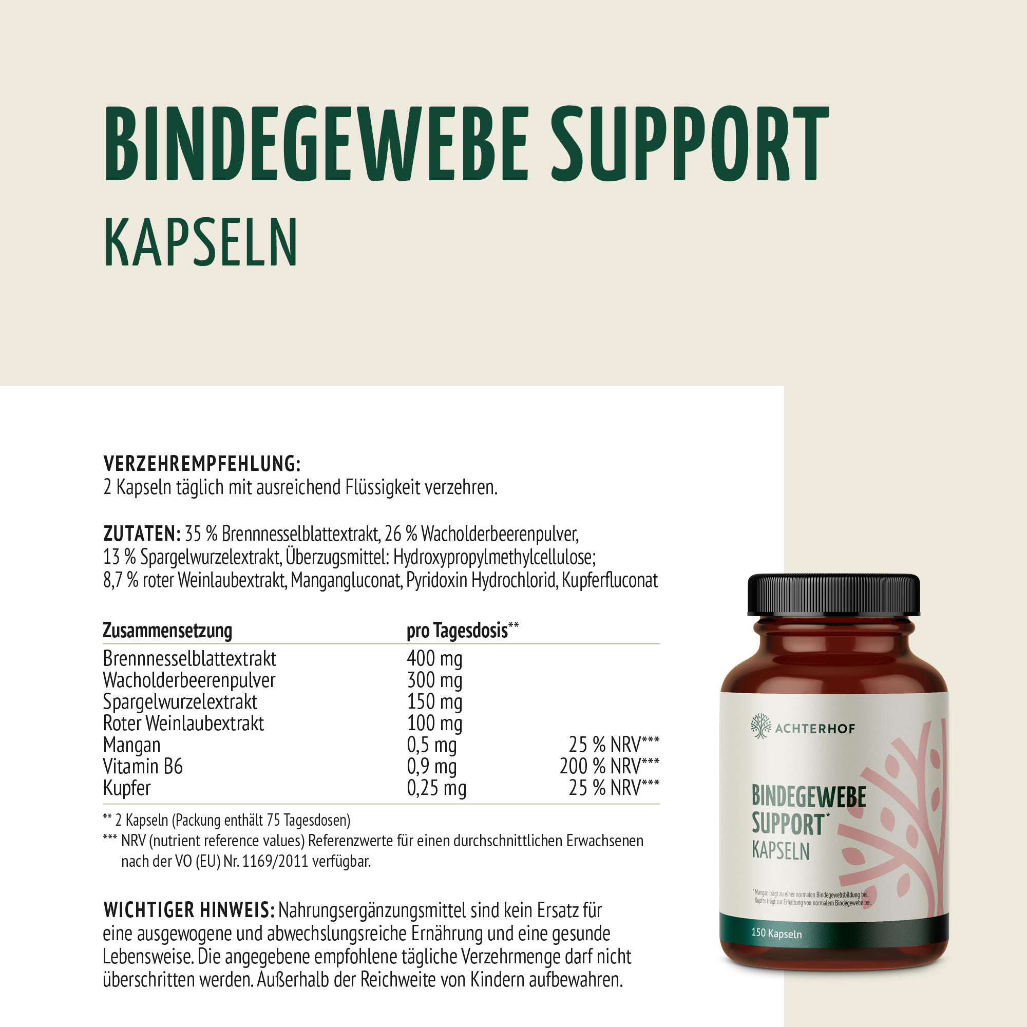 Bindegewebe Support Kapseln (150 Kapseln)