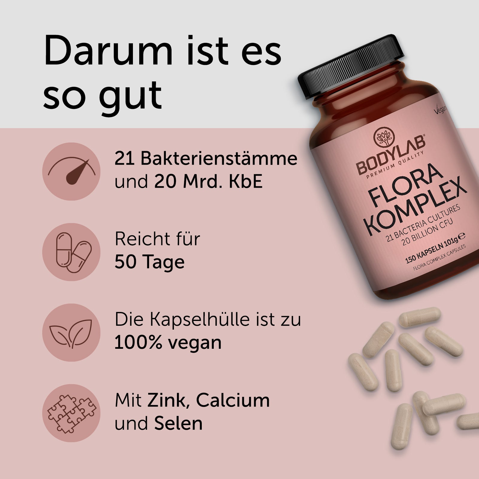 Flora Complex / Komplex (150 Kapseln) (21 Bacteria Cultures 20 Billion CFU)