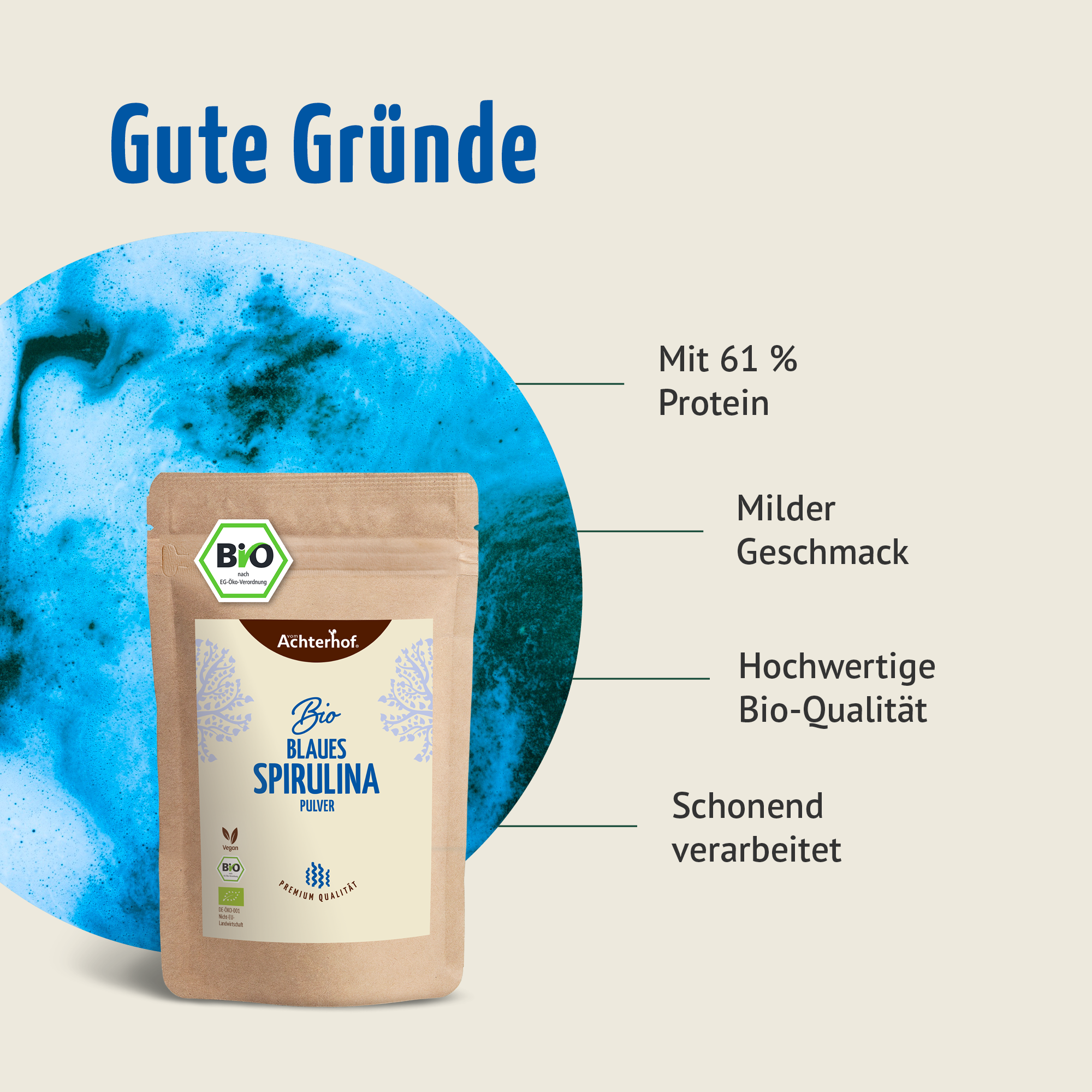 Blaues Bio Spirulina Pulver (100g)