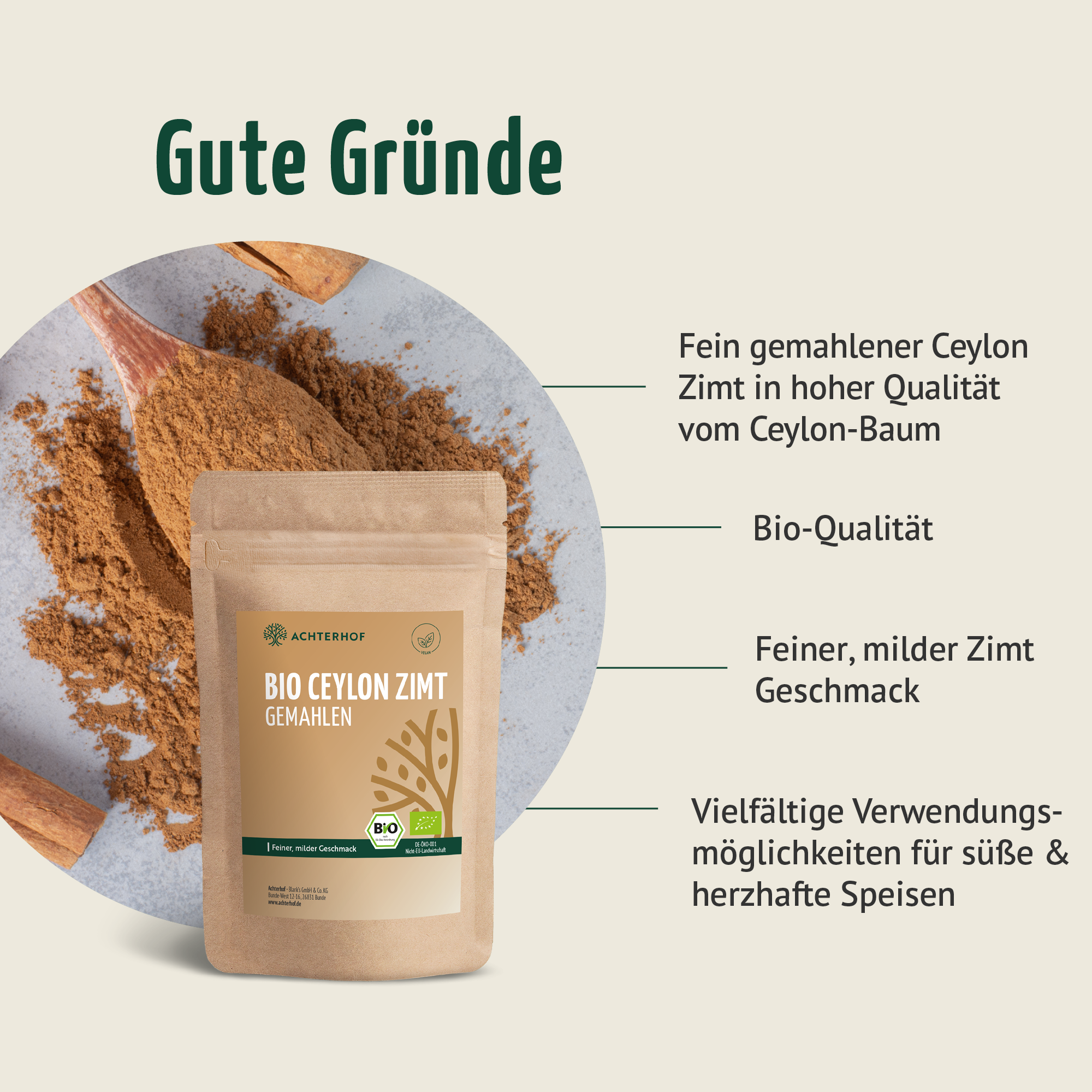 Bio Ceylon Zimt gemahlen (1000g)
