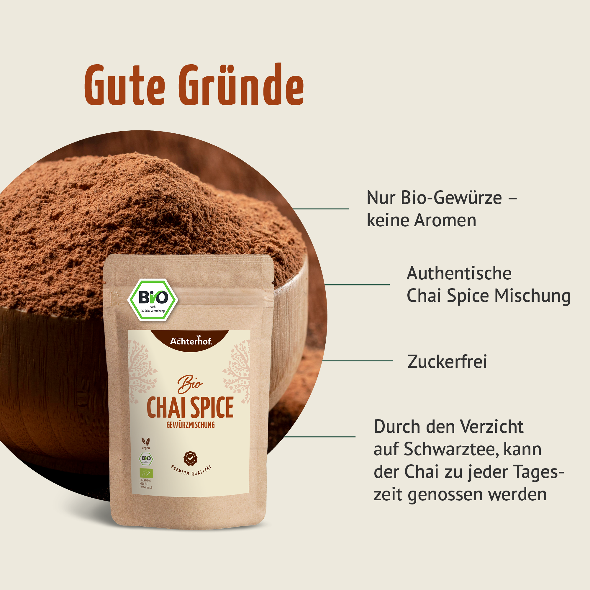 Bio Spicy Chai Gewürzmischung – zuckerfrei (100g)