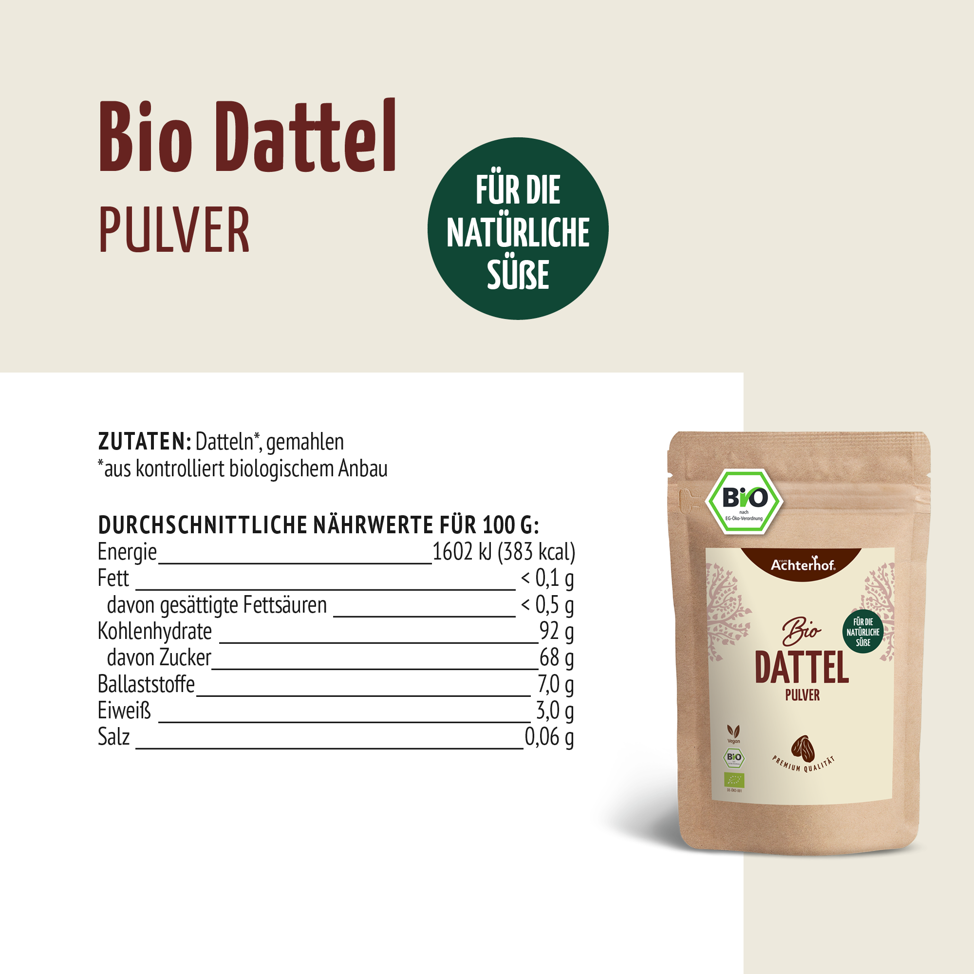 Bio Dattel Pulver (100g)