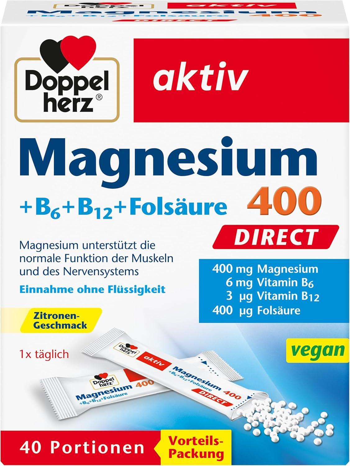 Magnesium 400 direct (40 Portionsbeutel)