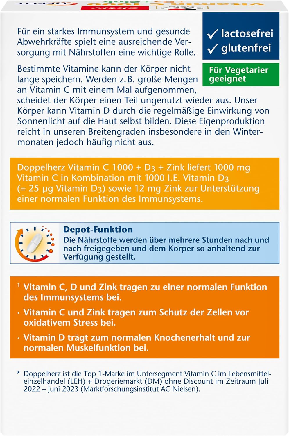 Vitamin C 1000 + D3 + Zink Depot (30 Tabletten)