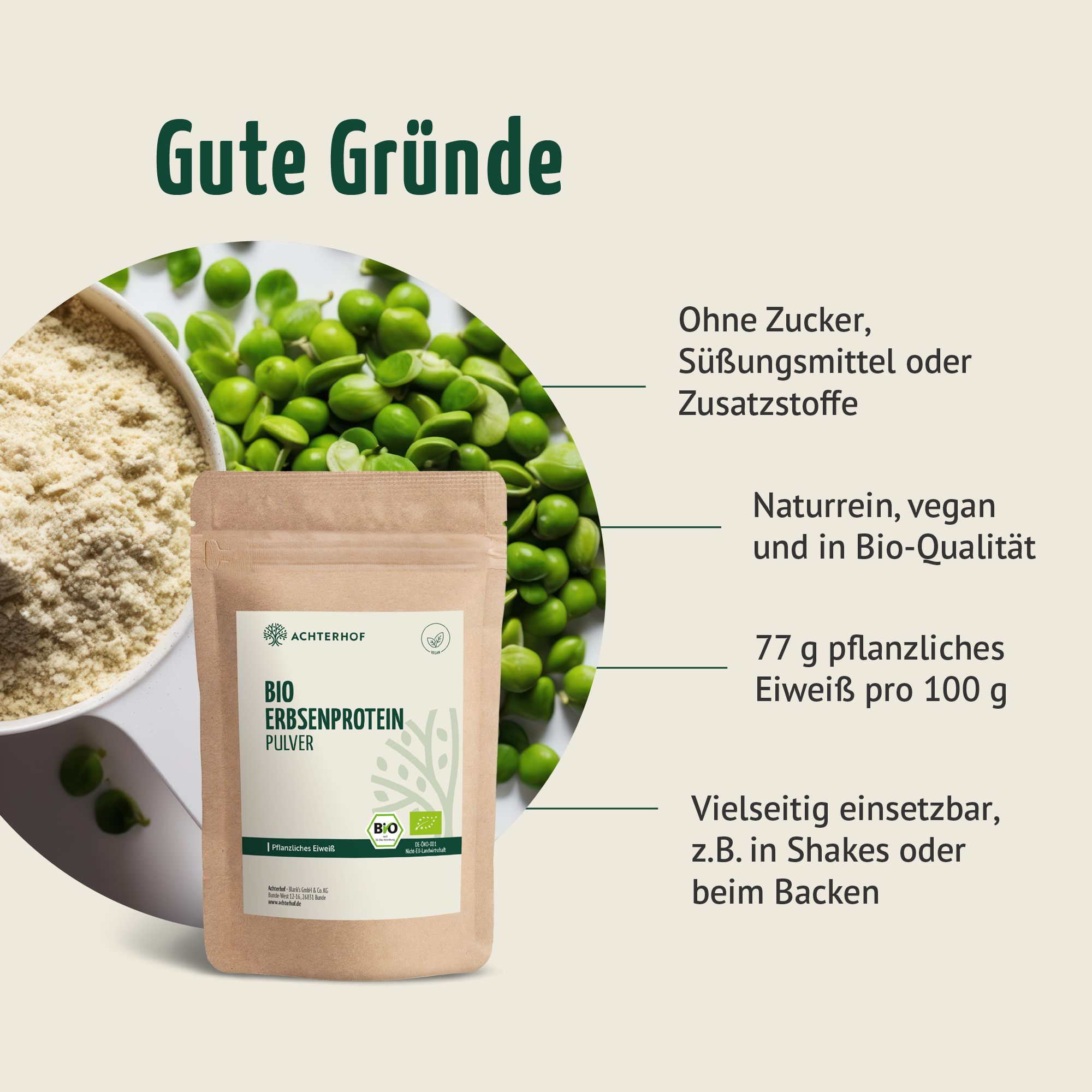 Bio Erbsenprotein Pulver (1000g)