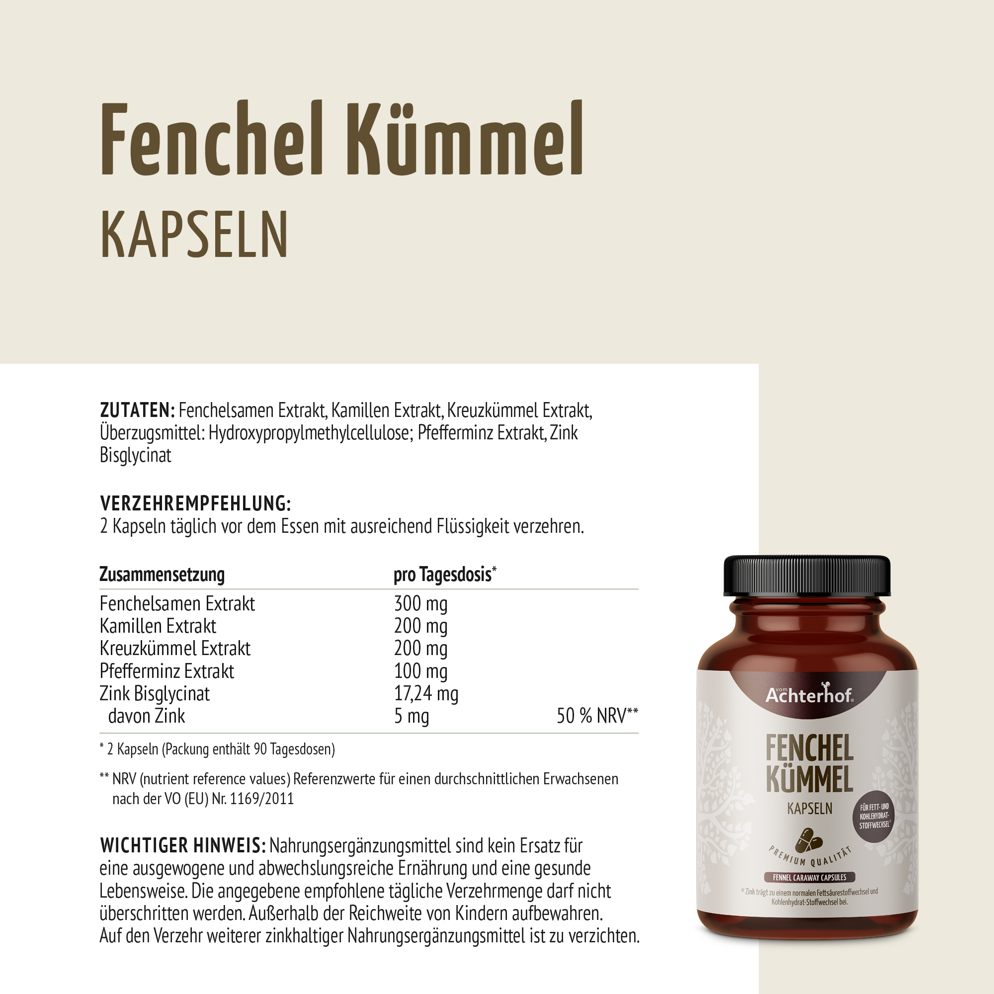 Fenchel Kümmel Kapseln (180 Kapseln)