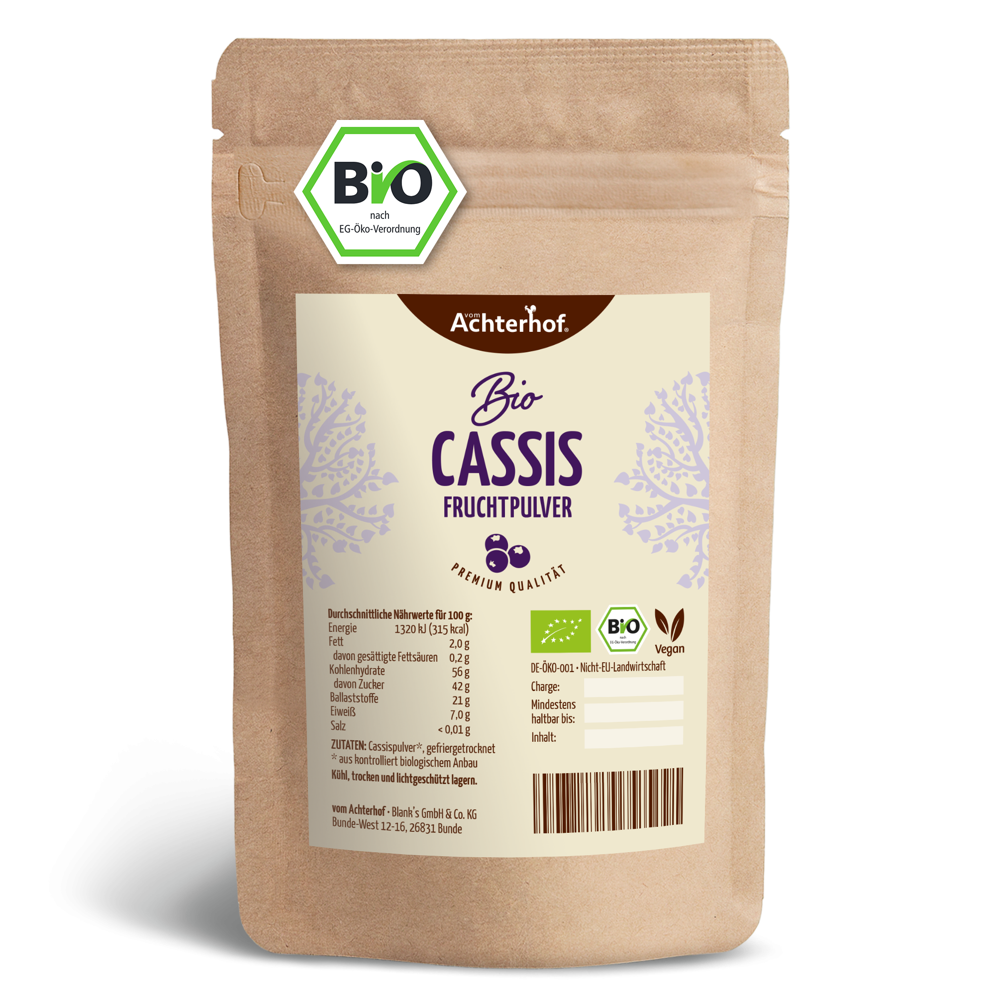 Bio Cassis Fruchtpulver (100g)