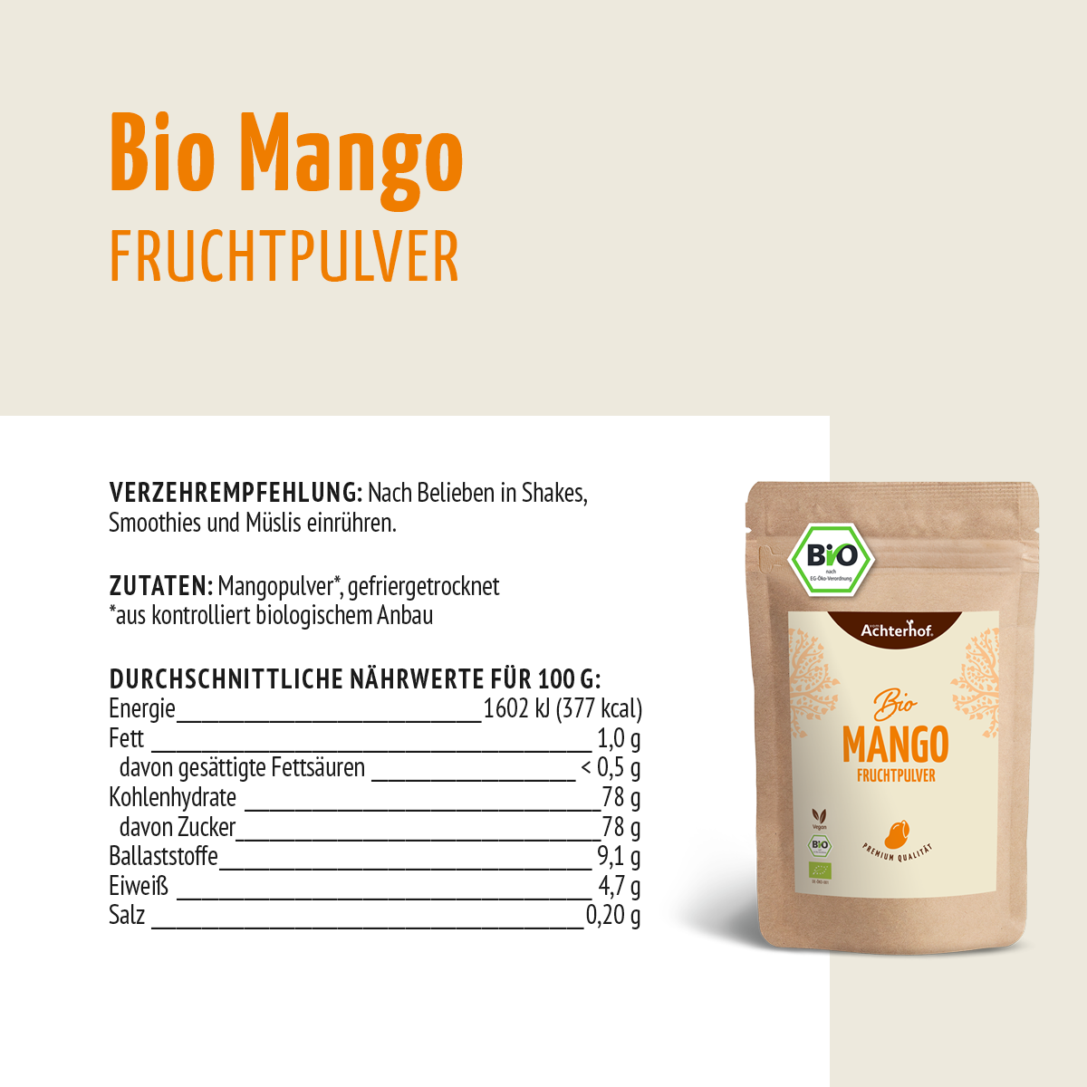 Bio Mango Fruchtpulver (250g)