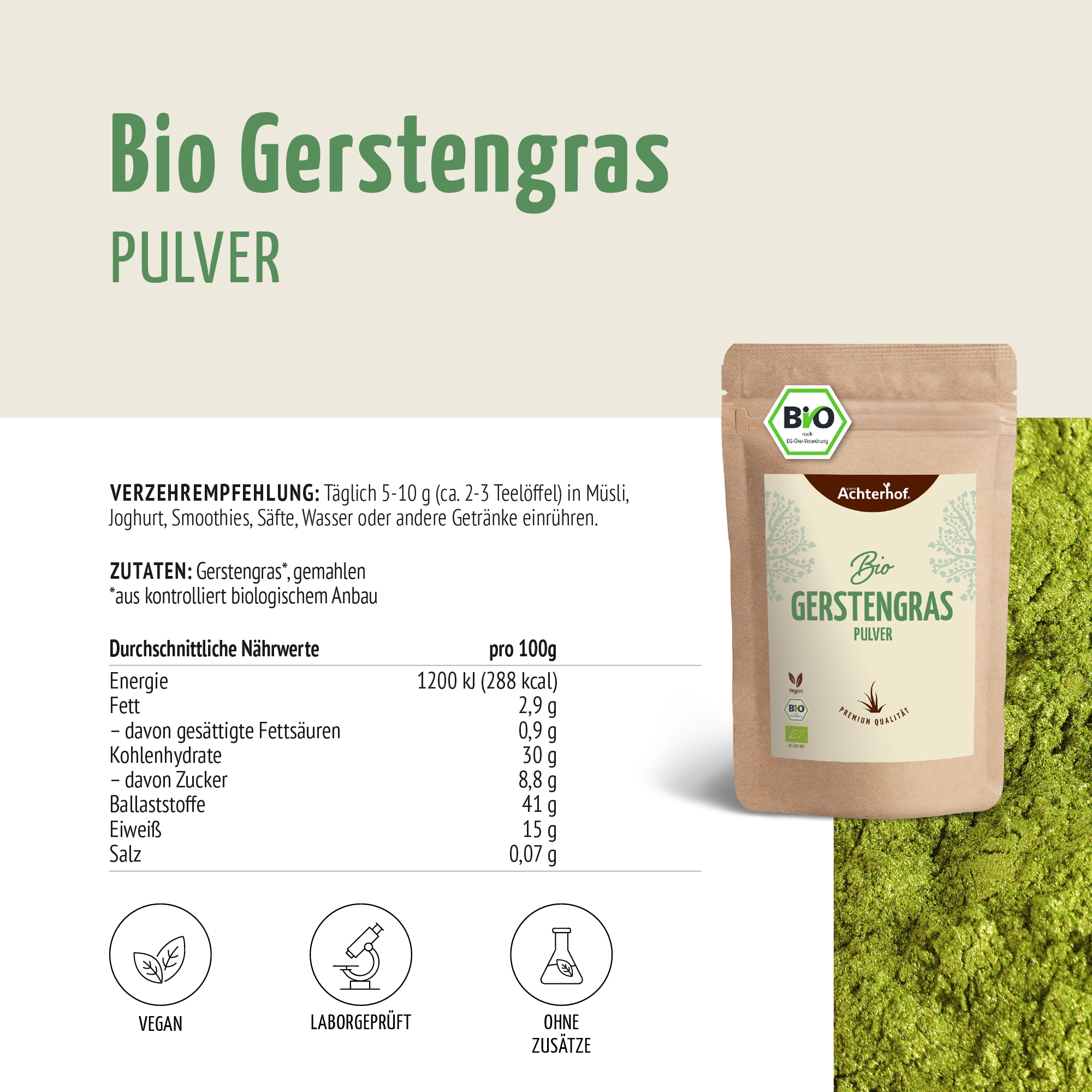 Bio Gerstengras Pulver (150g)