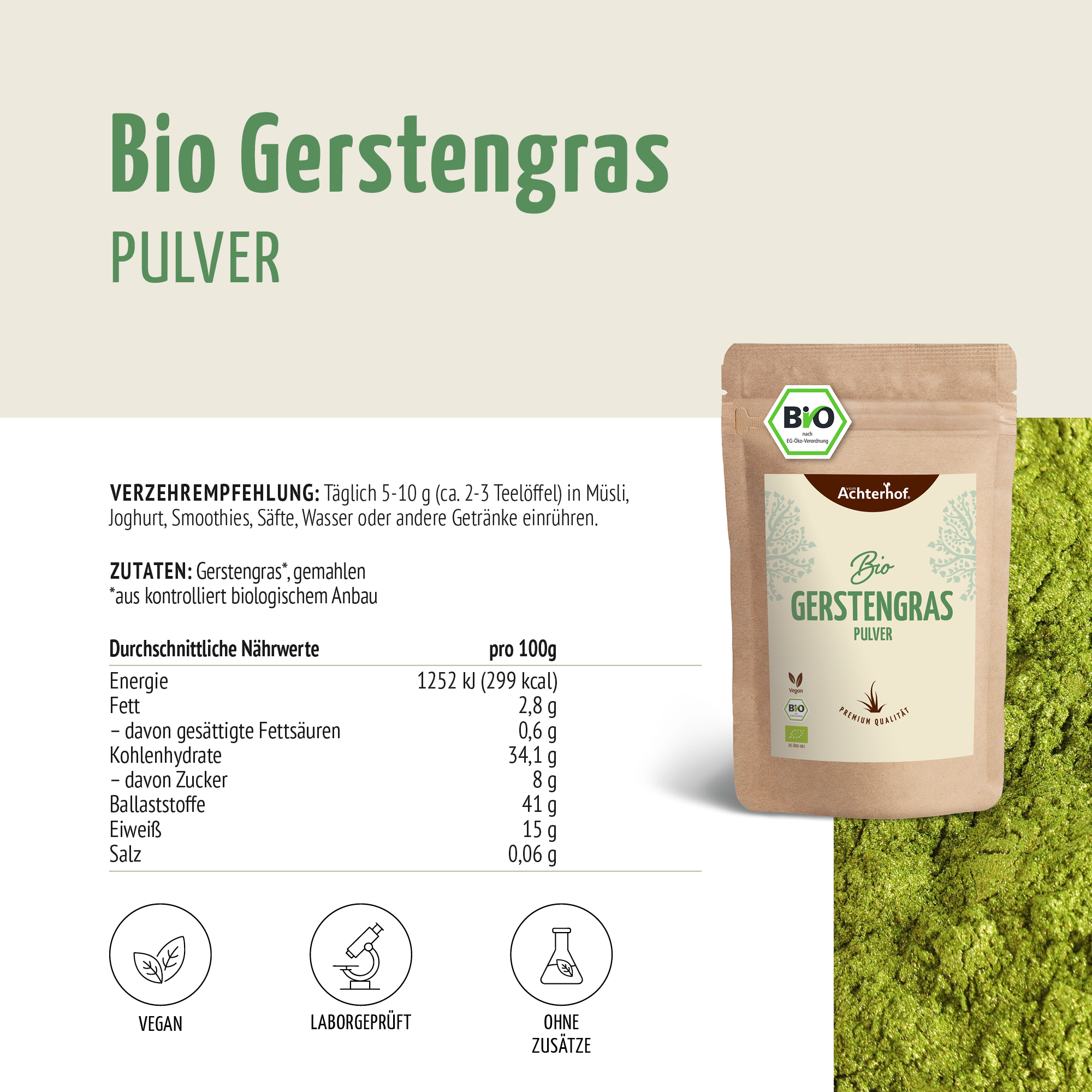Bio Gerstengras Pulver (500g)