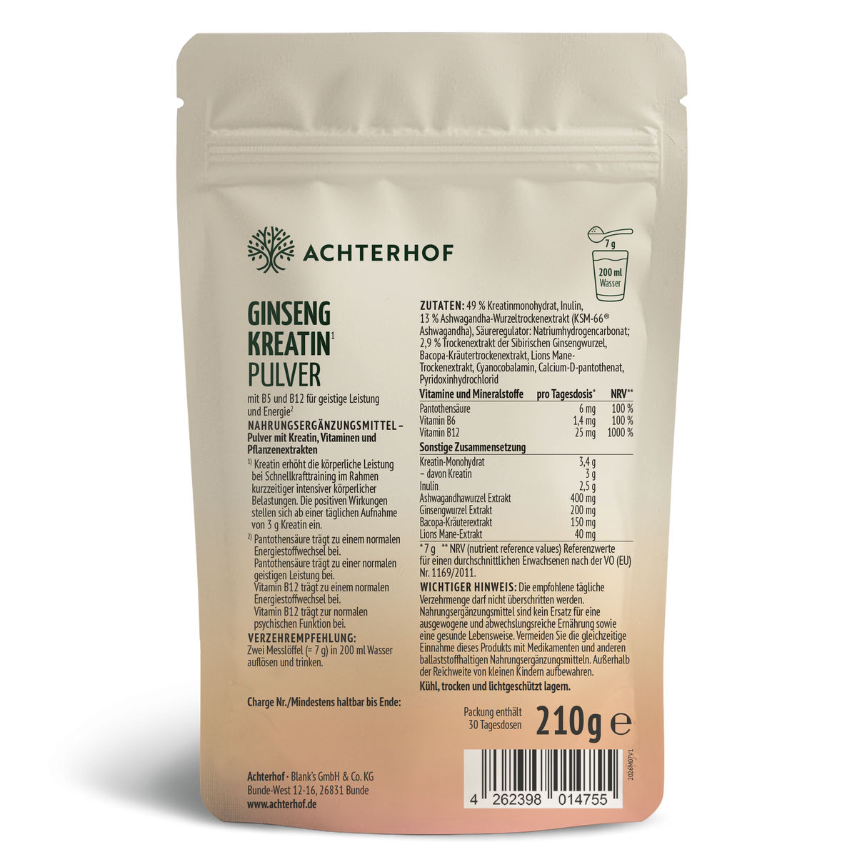 Ginseng Kreatin Pulver (210g)
