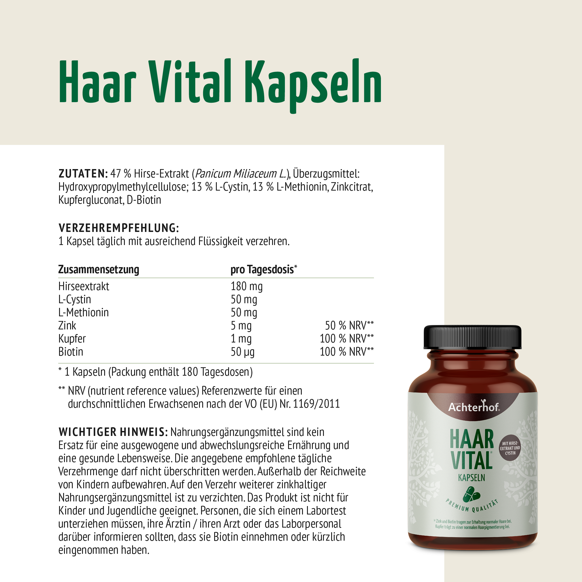 Haar Vital Kapseln (180 Kapseln)