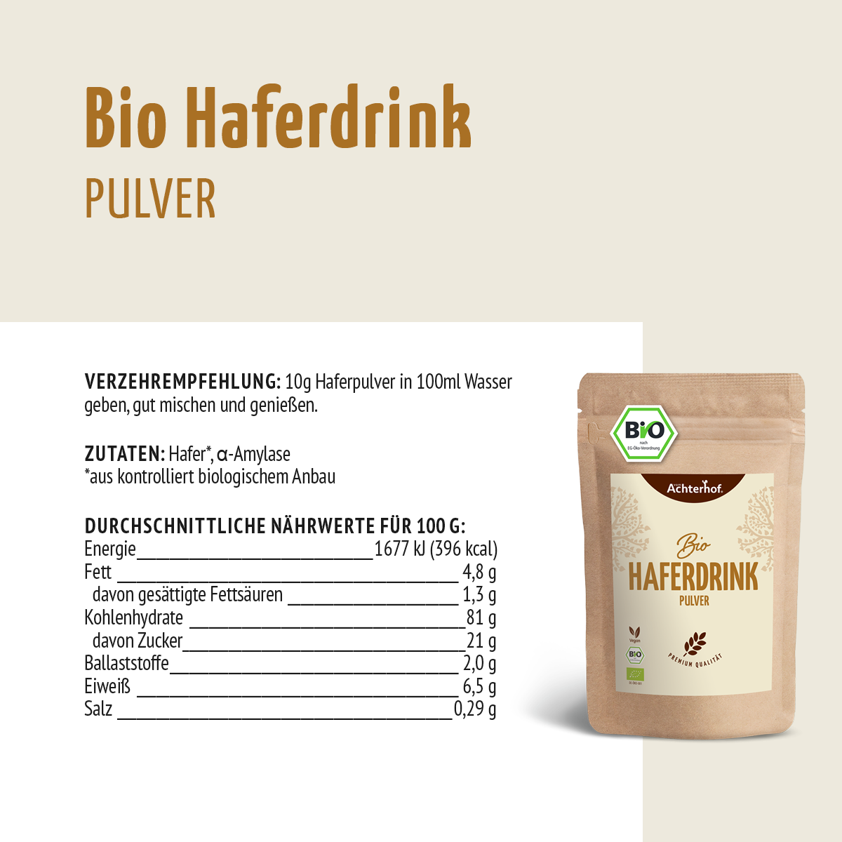 Bio Haferdrink Pulver (1000g)