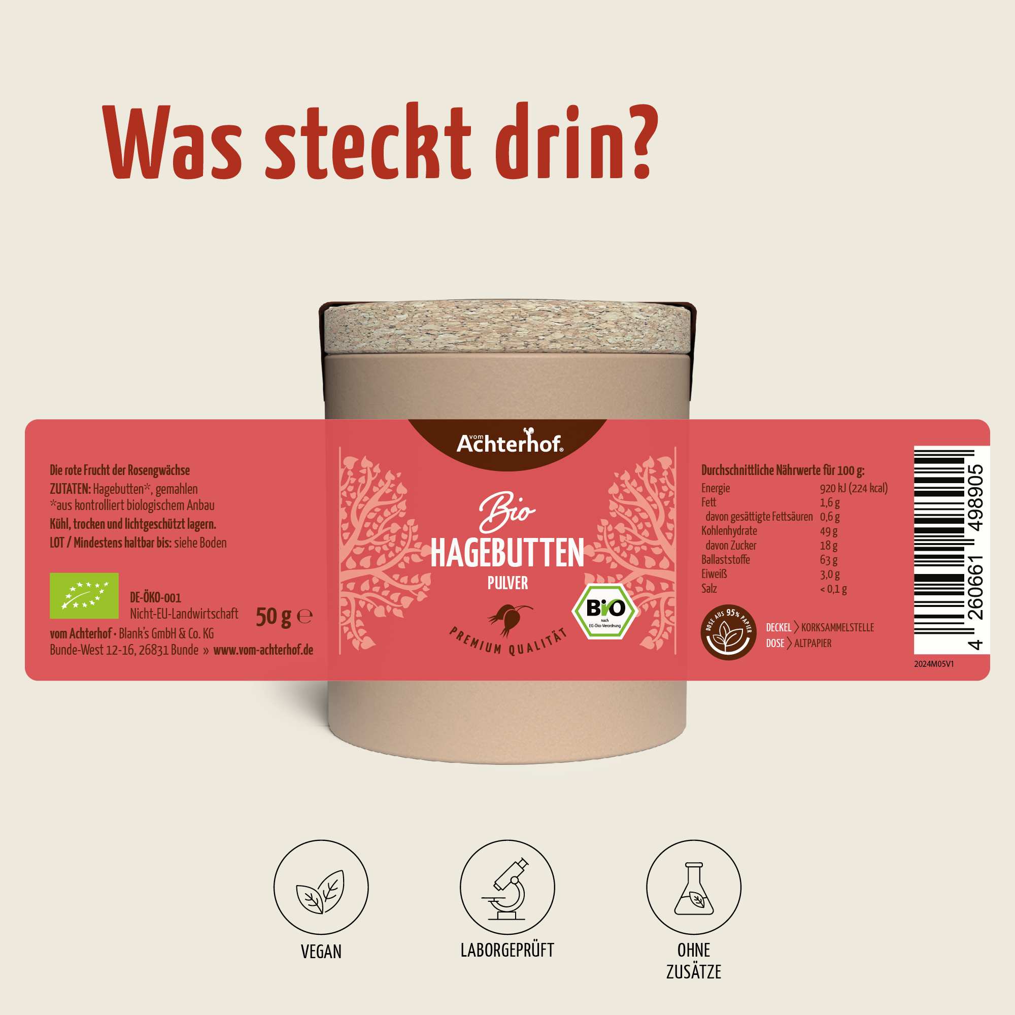 Bio Hagebutten Pulver (50g)