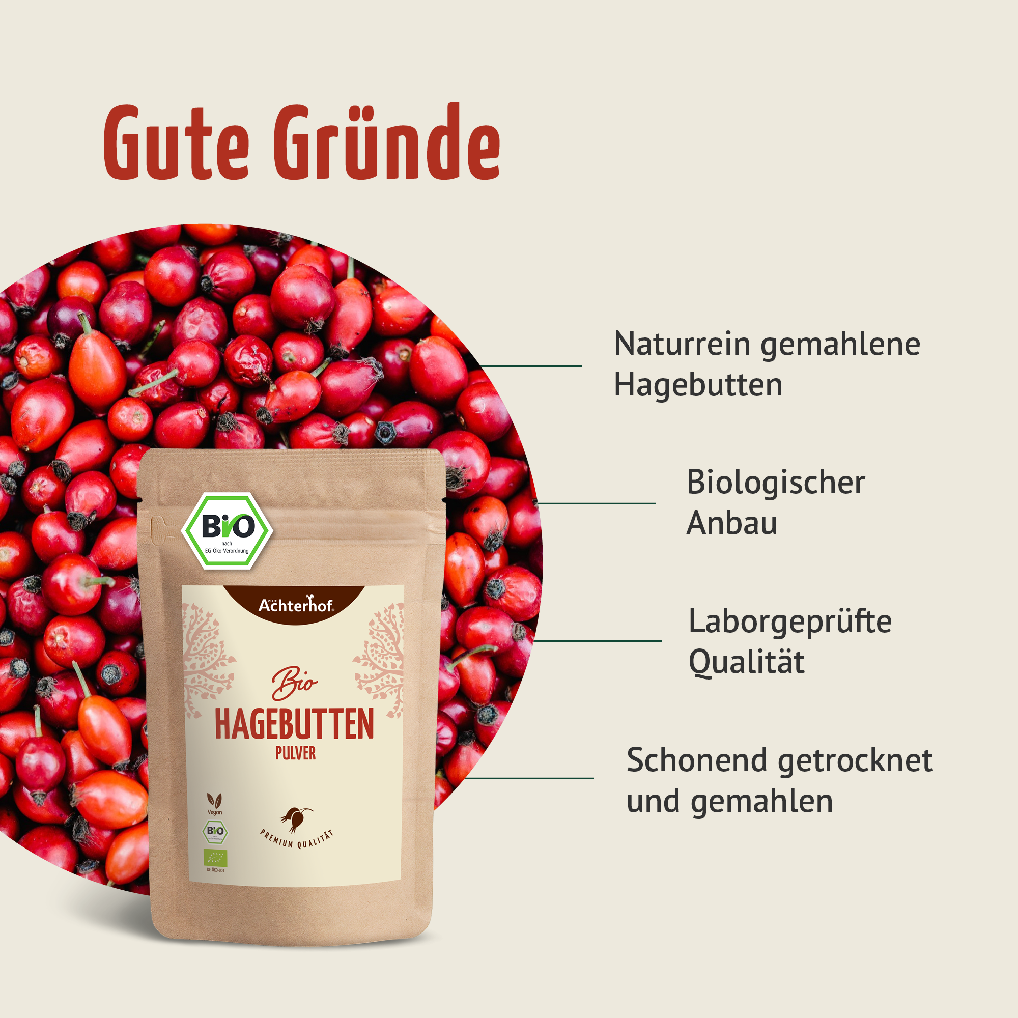 Bio Hagebutten Pulver (500g)