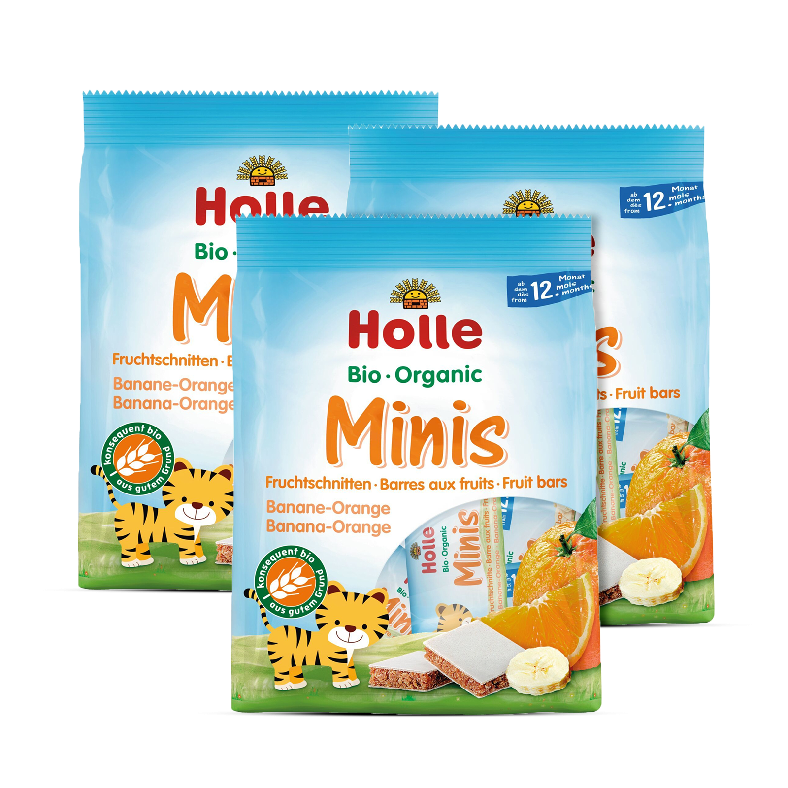 3er Pack Bio Minis Fruchtschnitten Banane Orange (8 Stück)