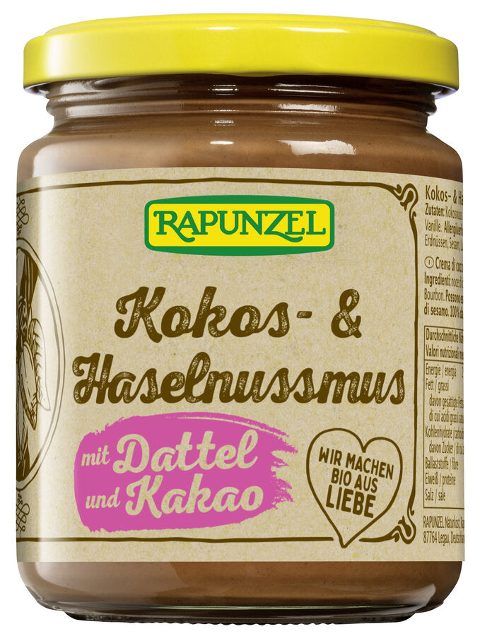Kokos- & Haselnussmus mit Dattel bio (250g)