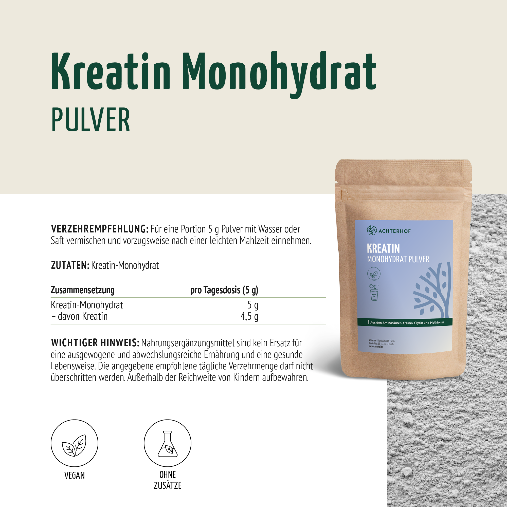 Kreatin Monohydrat Pulver (100g)