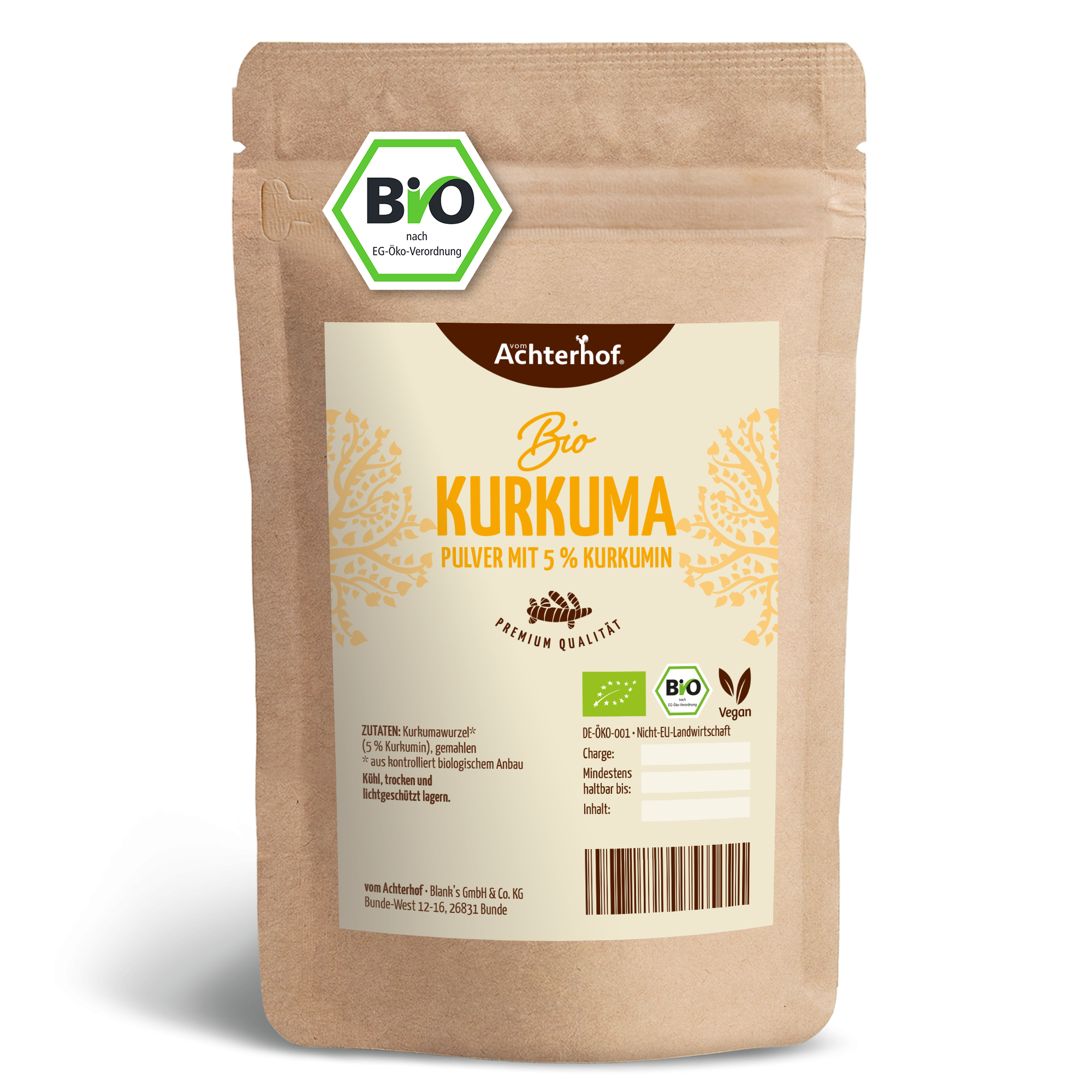 Bio Kurkuma Pulver 5% Curcumin (250g)