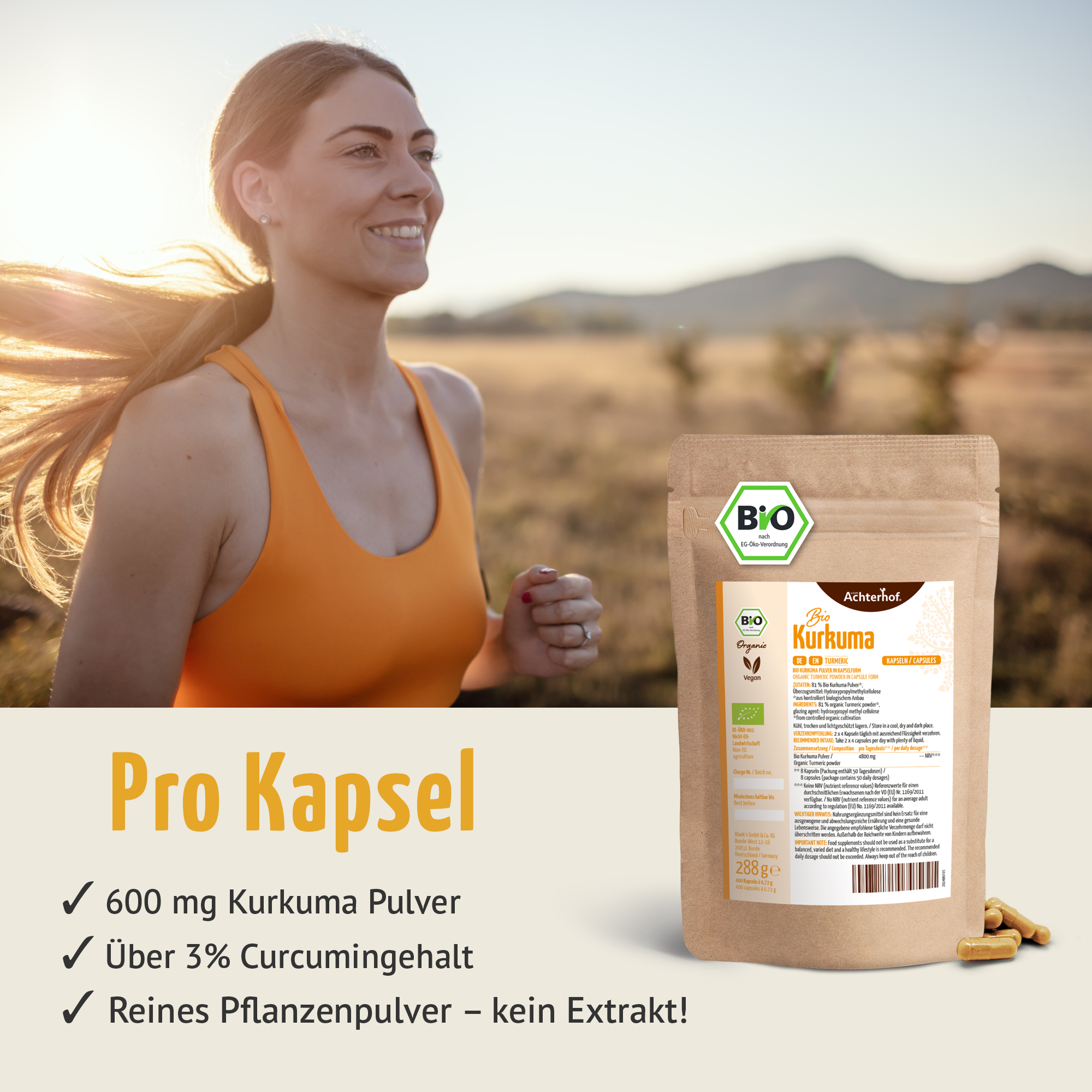 Bio Kurkuma Kapseln Nachfüllpack (400 Kapseln)