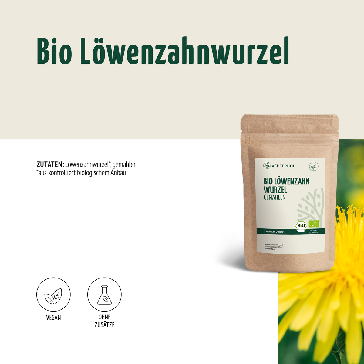 Löwenzahnwurzel Pulver Bio (100g)