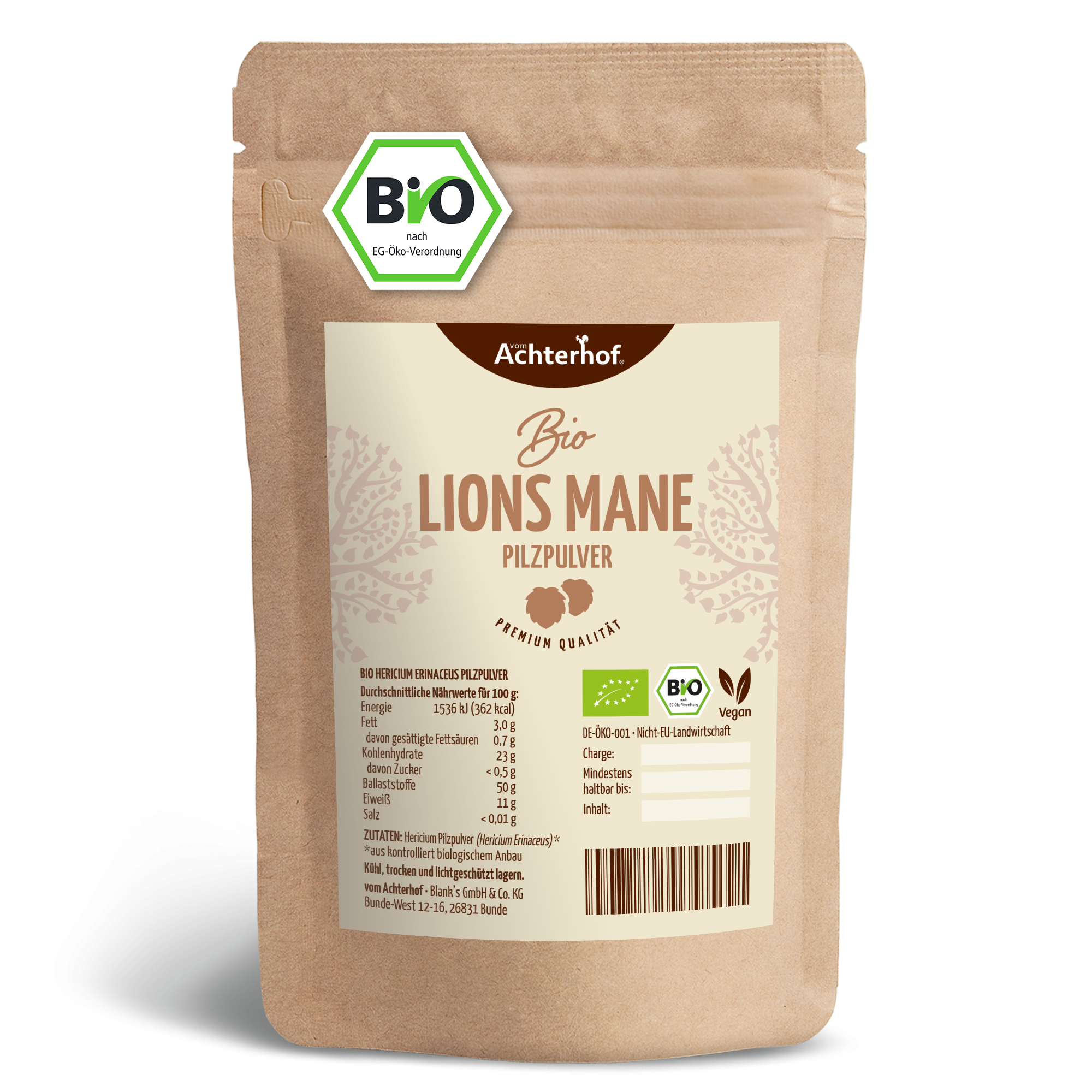 Bio Lions Mane Pilzpulver (250g)