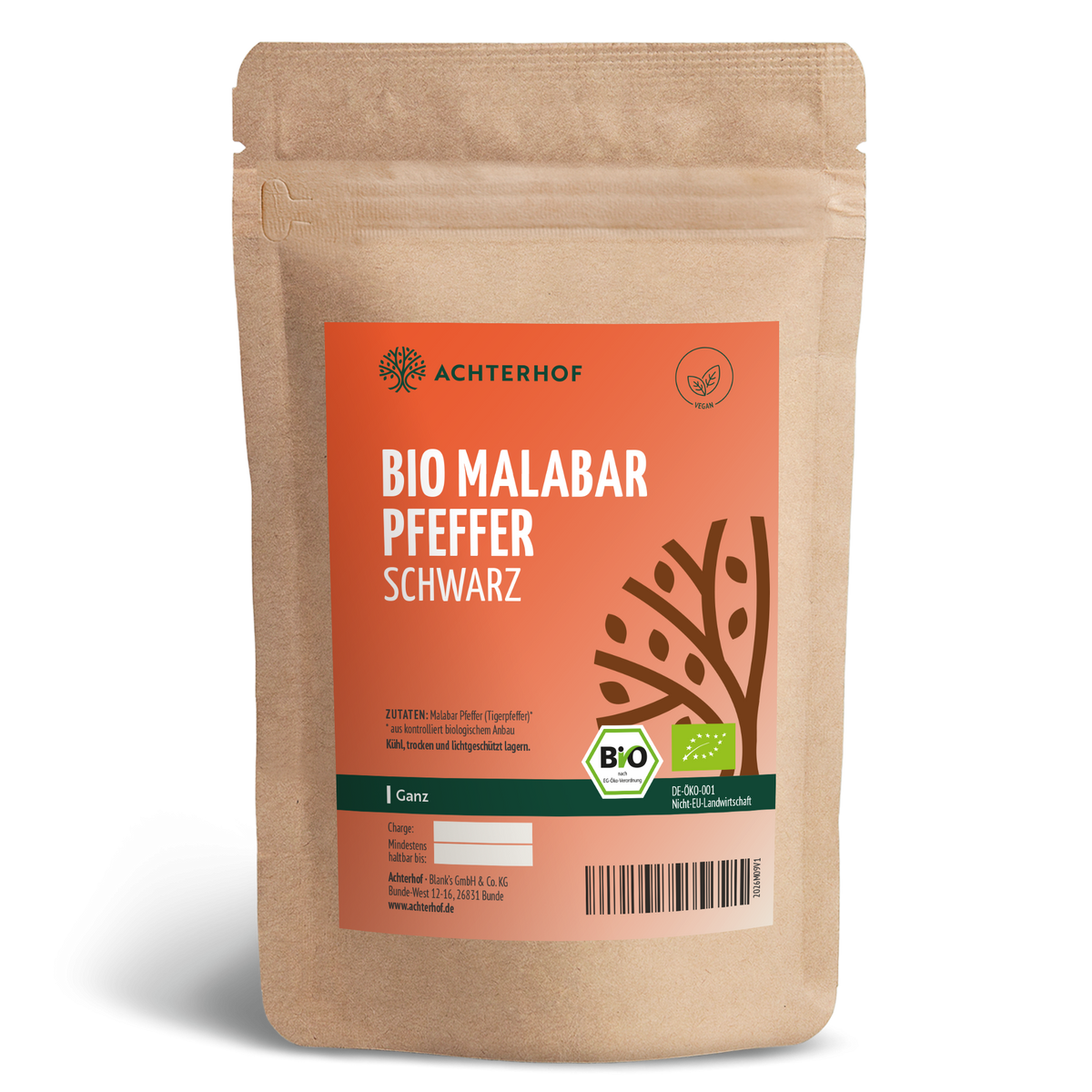 Malabar Pfeffer schwarz ganz Bio (500g)