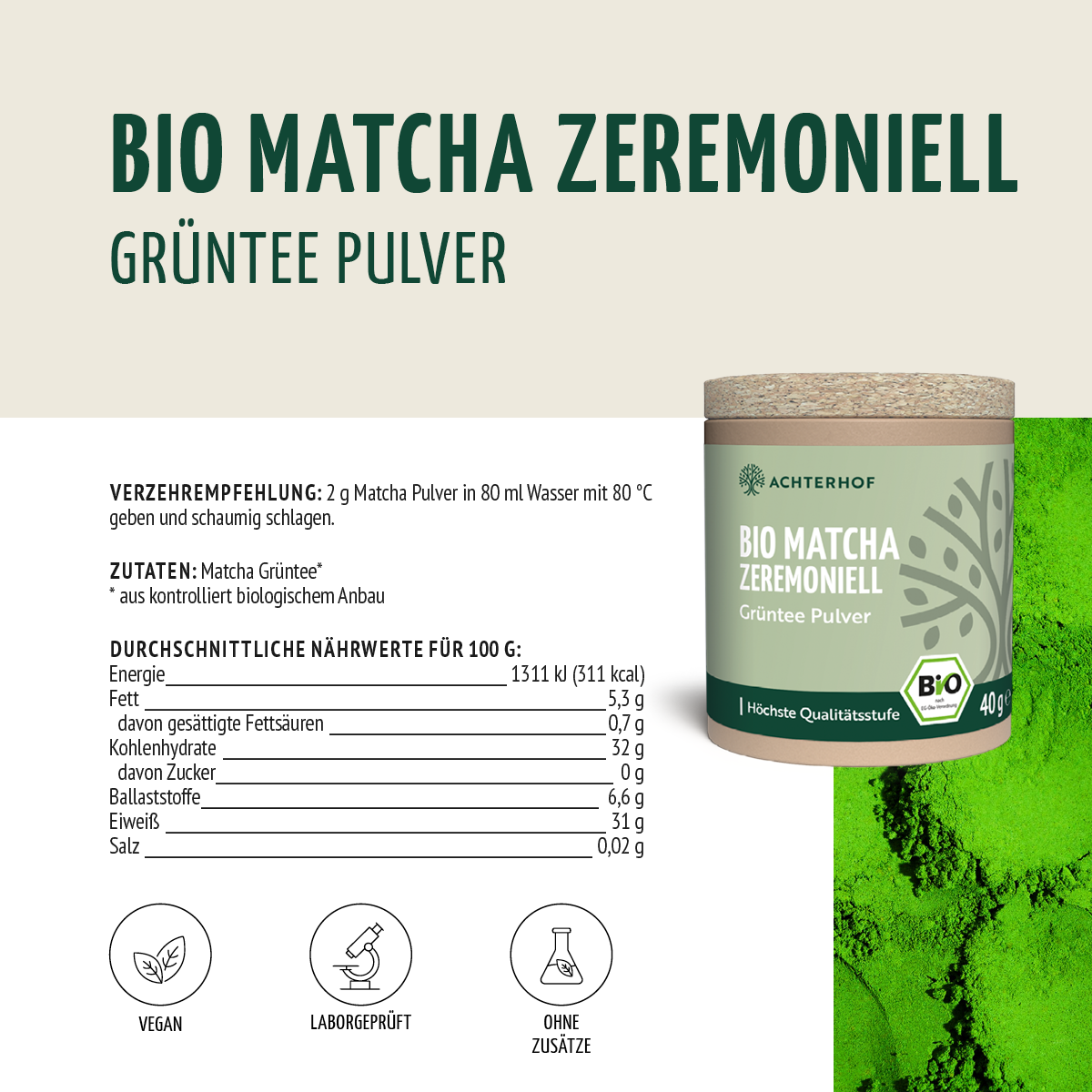 Bio Matcha zeremoniell (40g)