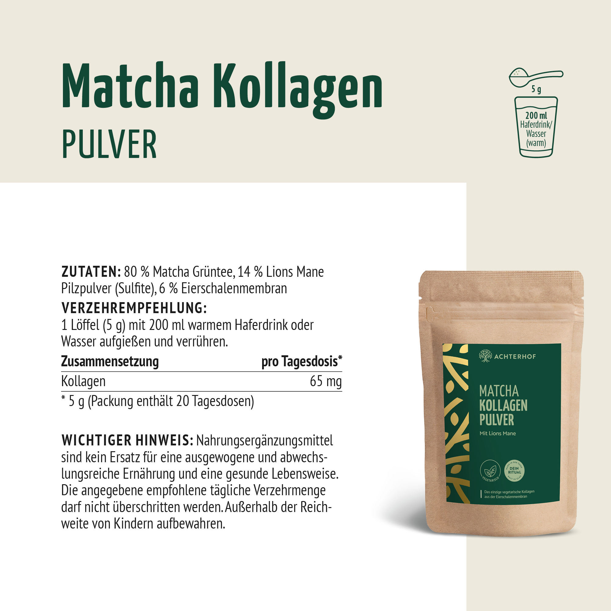 Matcha Kollagen Pulver (100g)