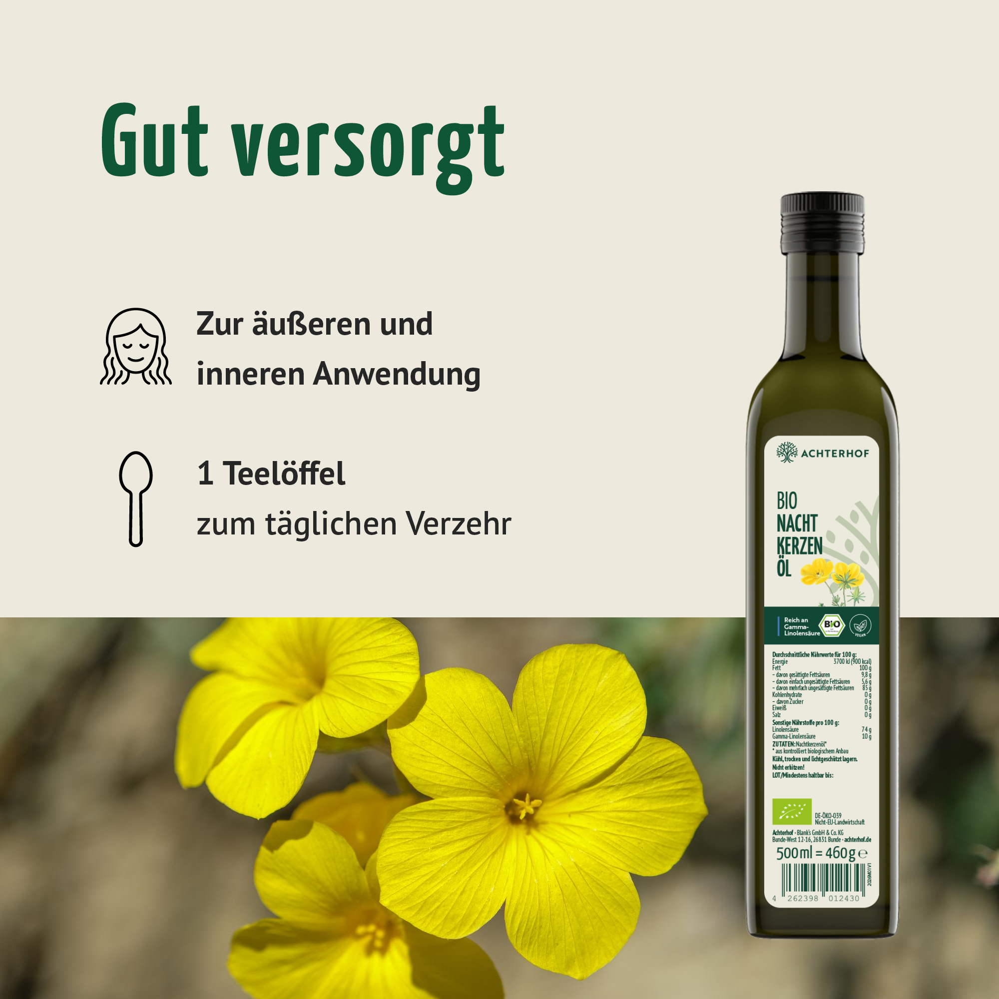 Bio Nachtkerzenöl (500ml)