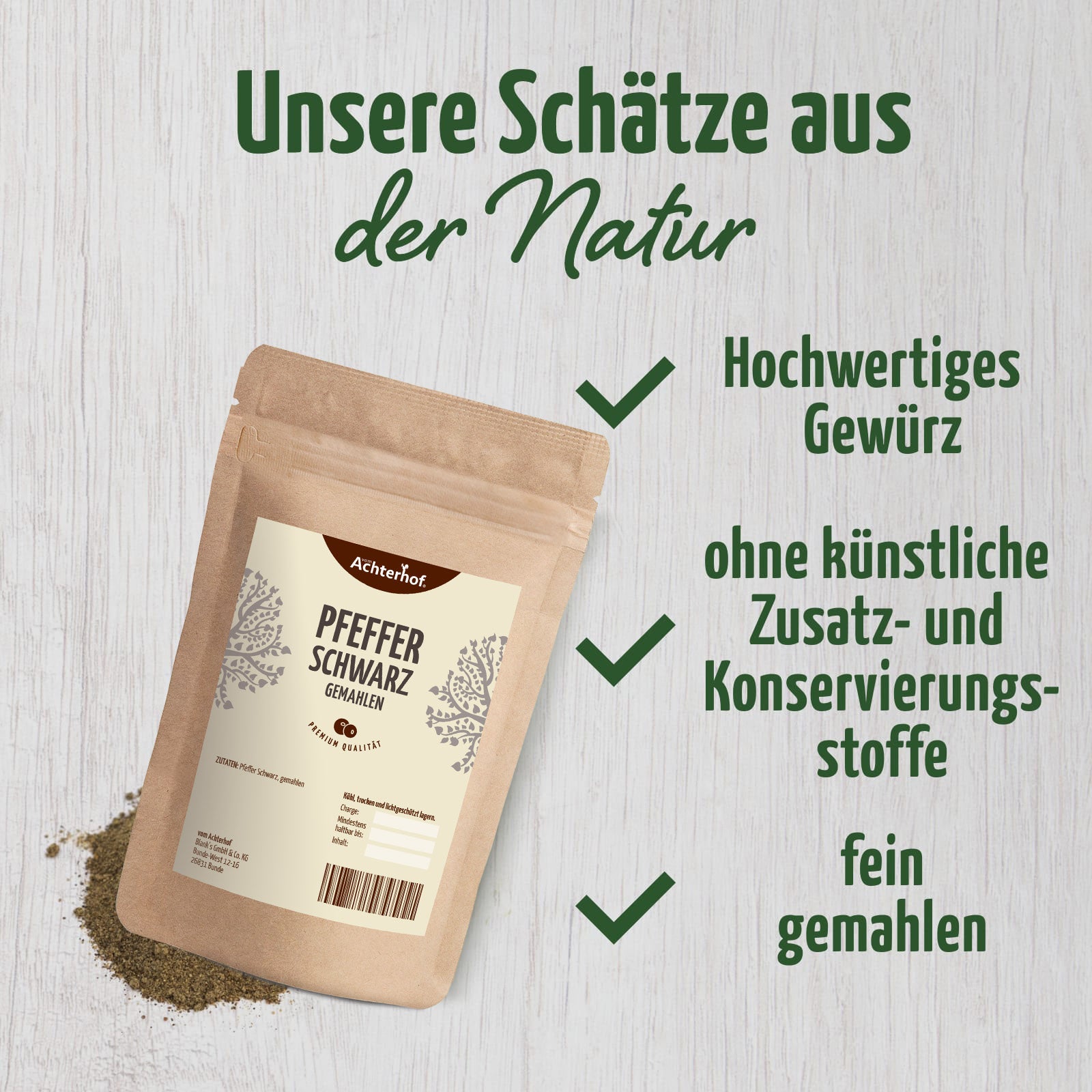 Pfeffer schwarz gemahlen (250g)