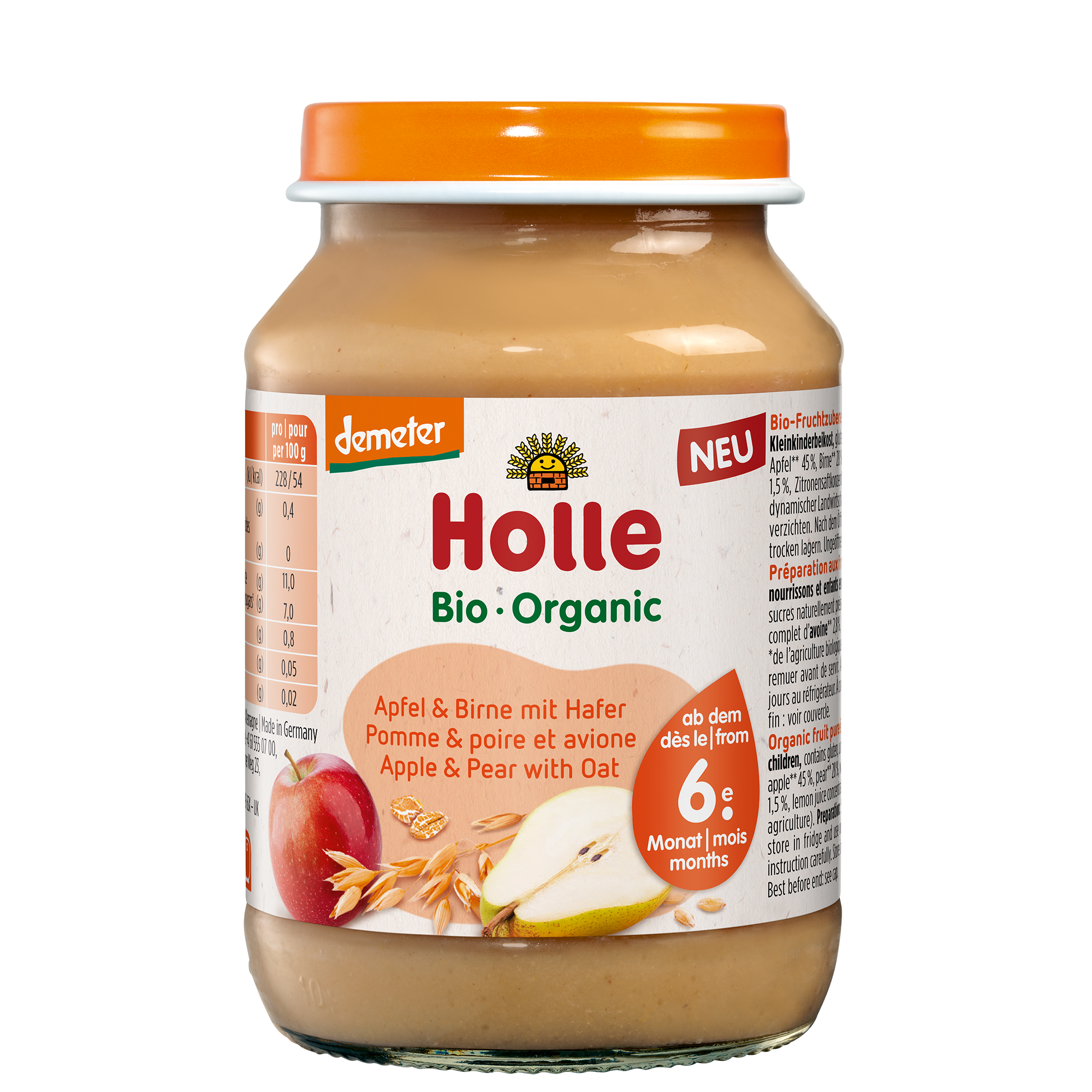 Apfel & Birne mit Hafer - 190g - Demeter ab dem 6. Monat