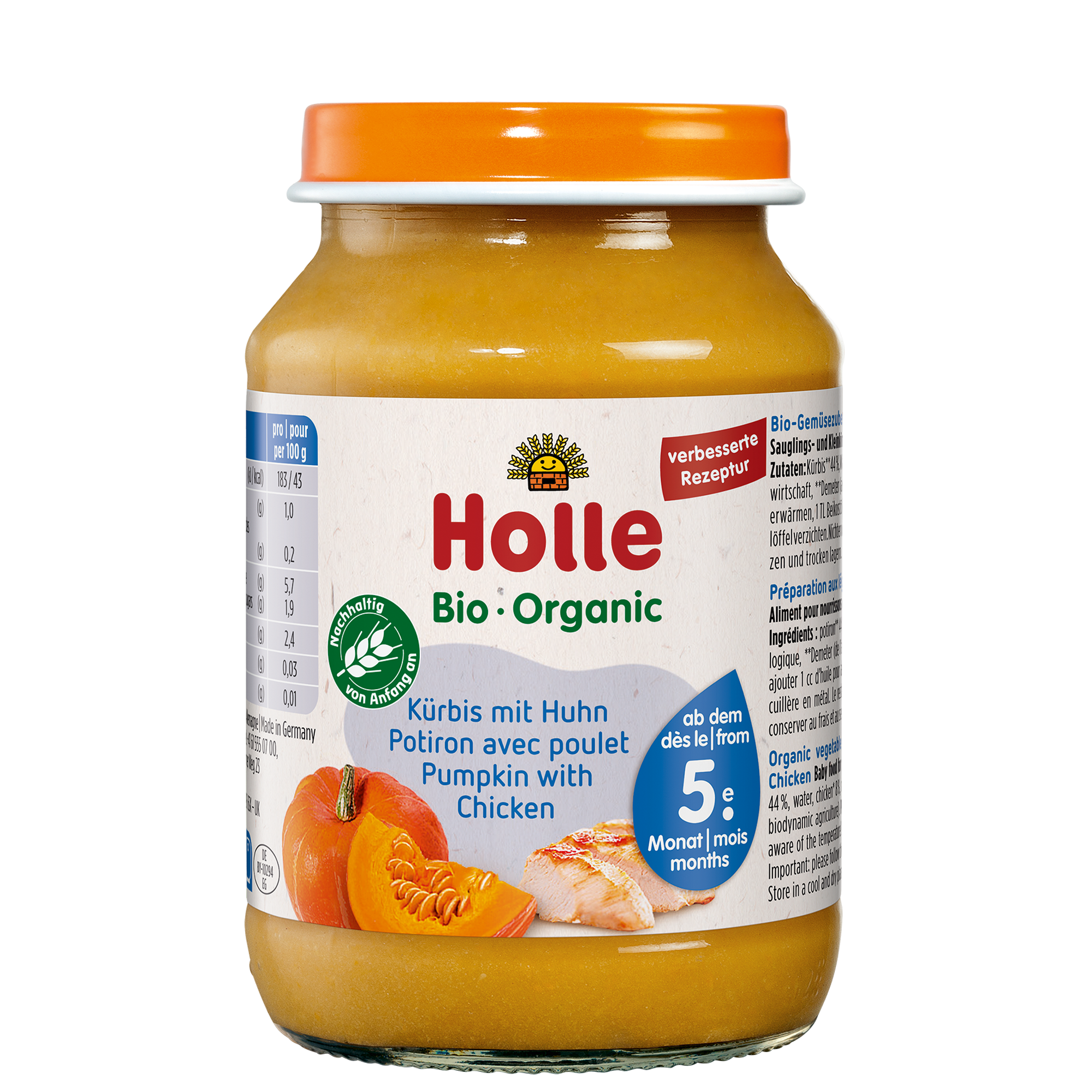 Kürbis mit Huhn - 190g - Bio ab dem 5. Monat