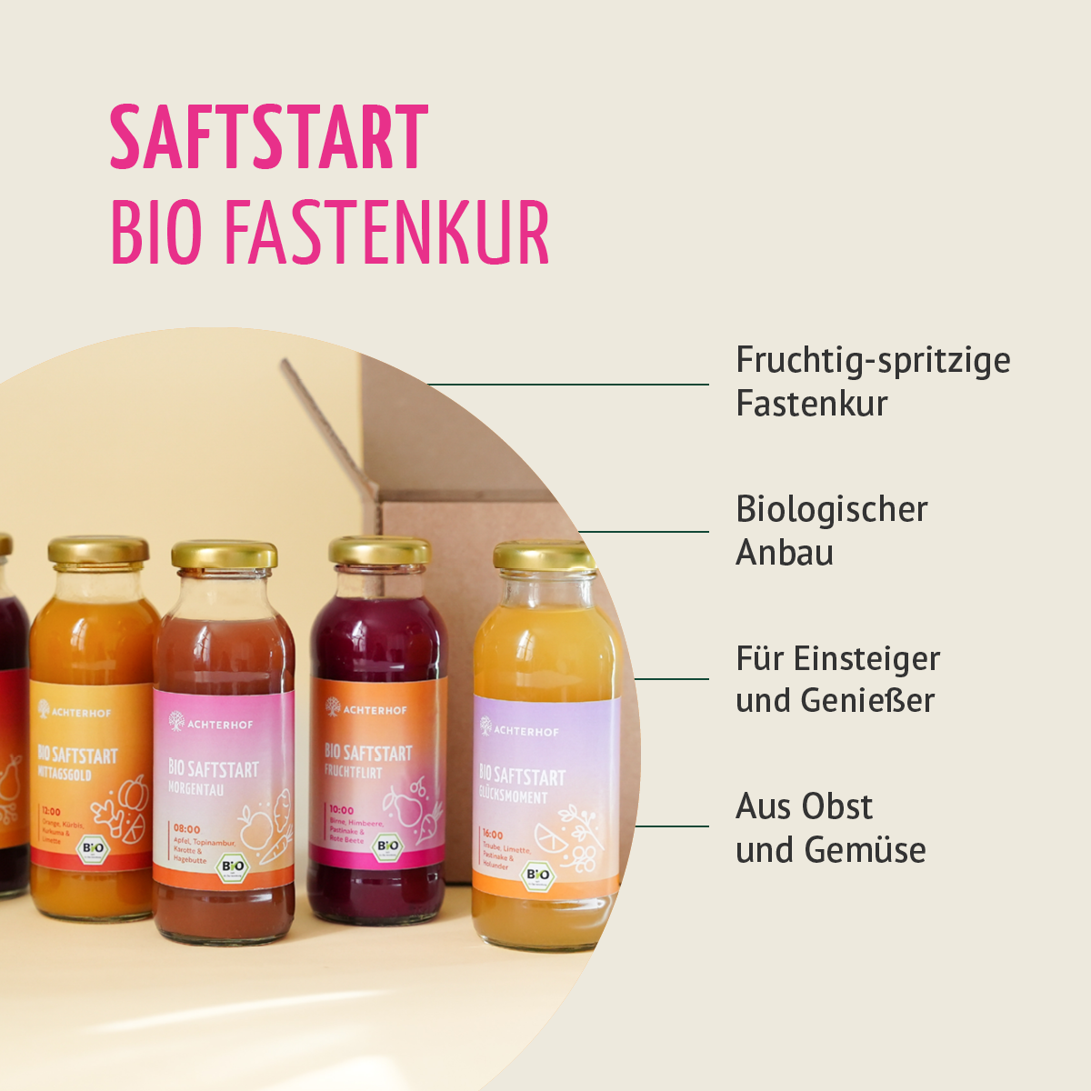 Saftstart Bio Fastenkur 1-7 Tage (6 Flaschen pro Tag)