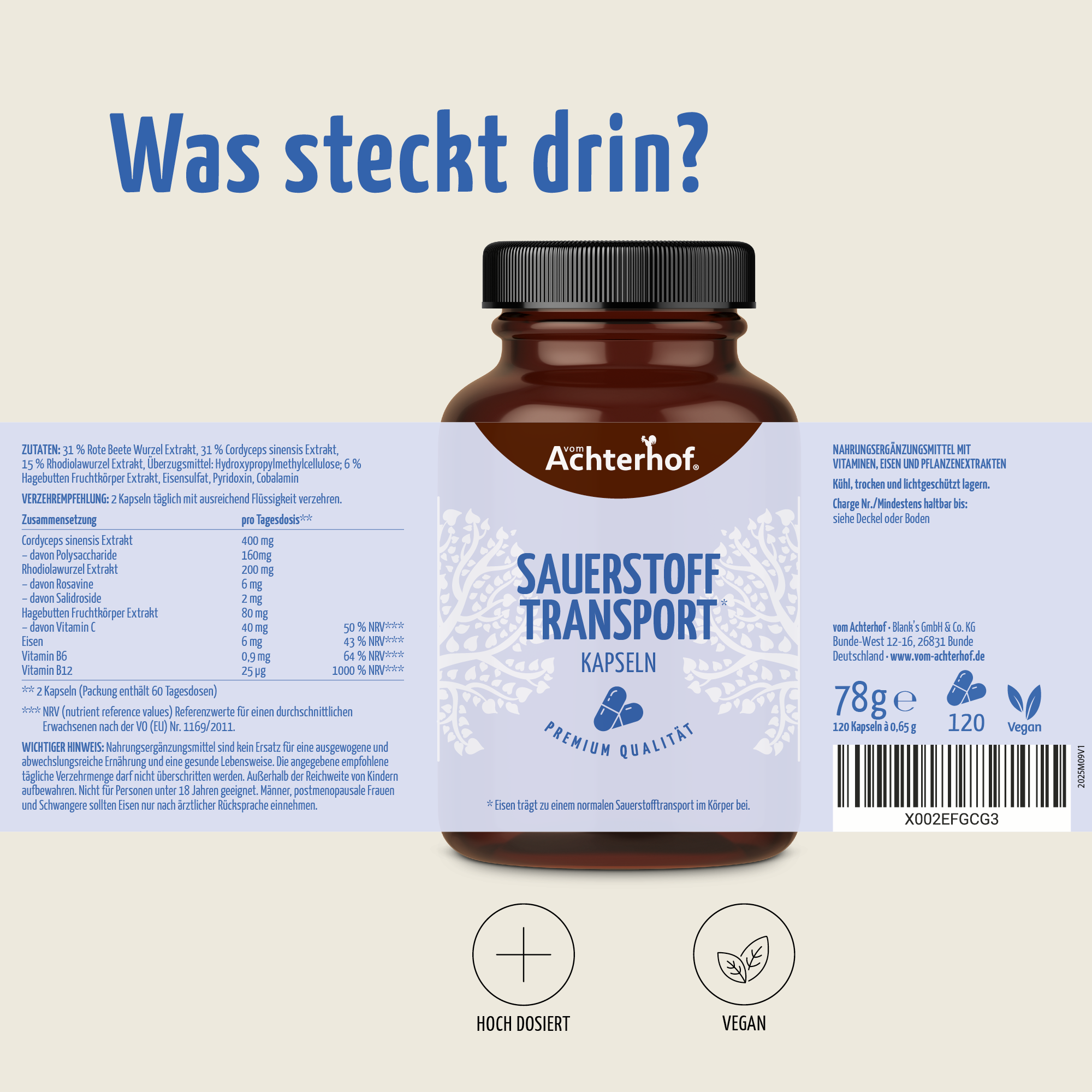 Sauerstoff Transport Kapseln (120 Kapseln)