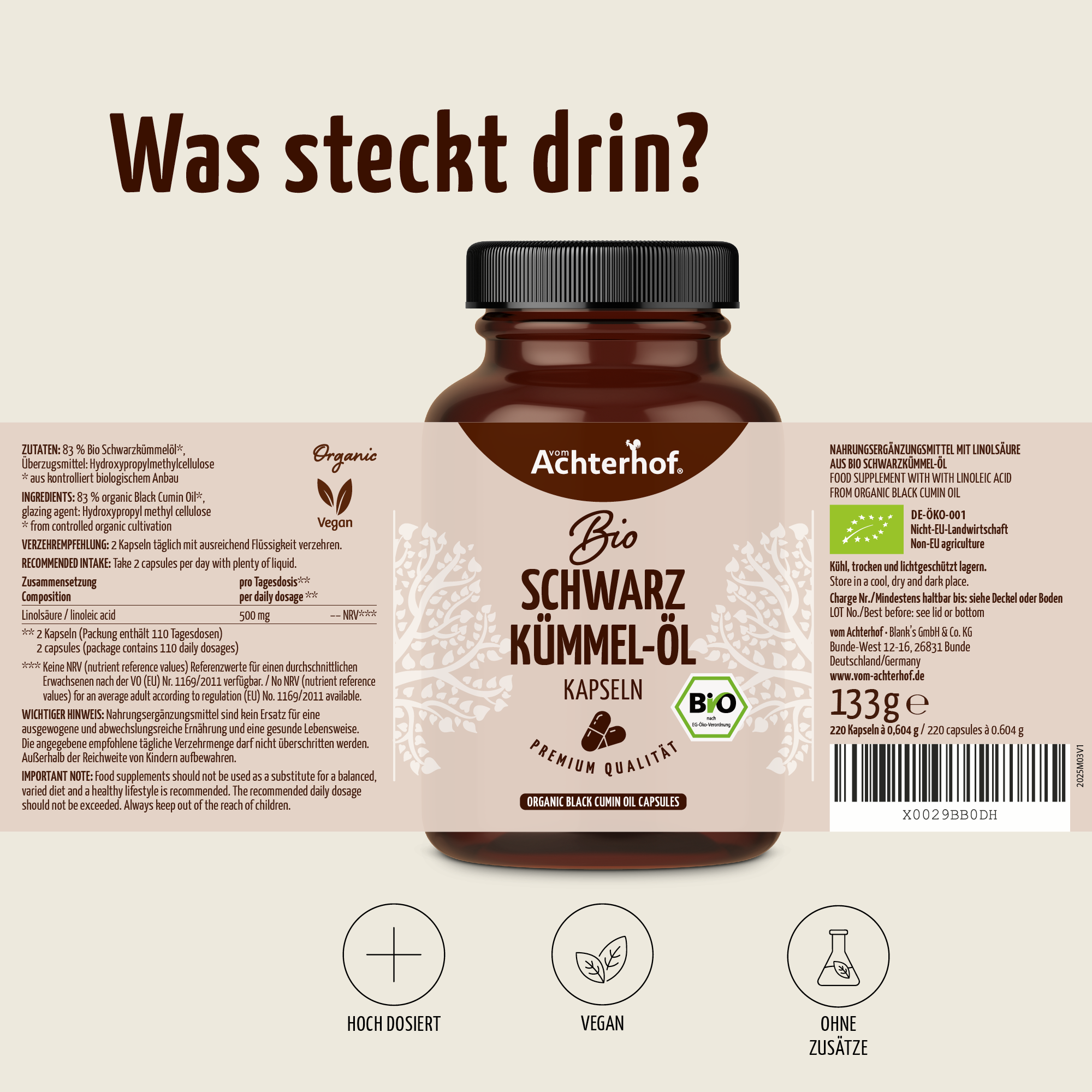 Bio Schwarzkümmel-Öl Kapseln (220 Kapseln)
