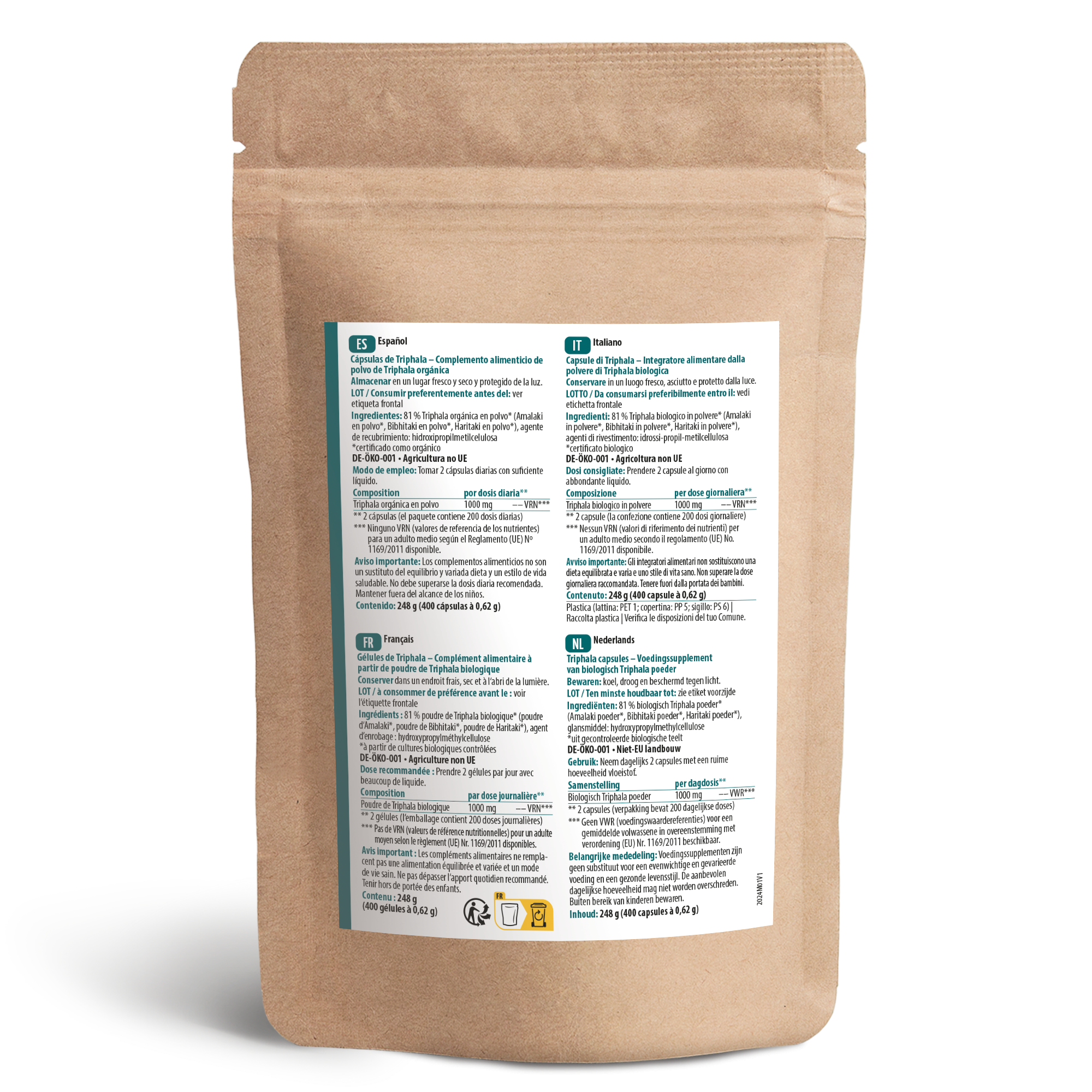 Triphala Kapseln Bio Nachfüllpack (400 Kapseln)