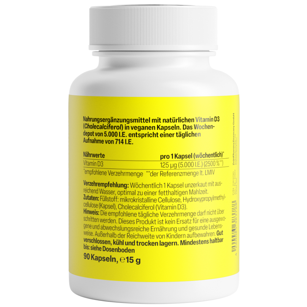 Vitamin D3 5000 I.E. Wochendepot (90 Kapseln)