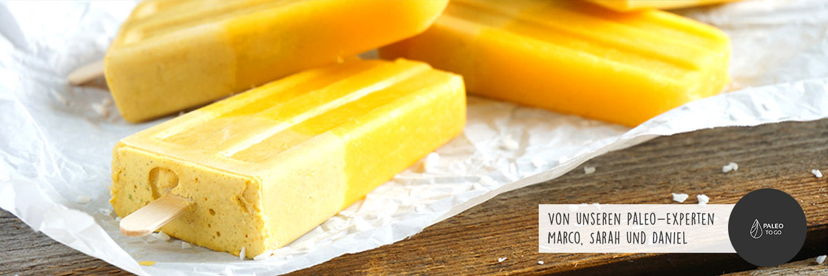 Mango-Eis am Stiel mit Kokosmilch