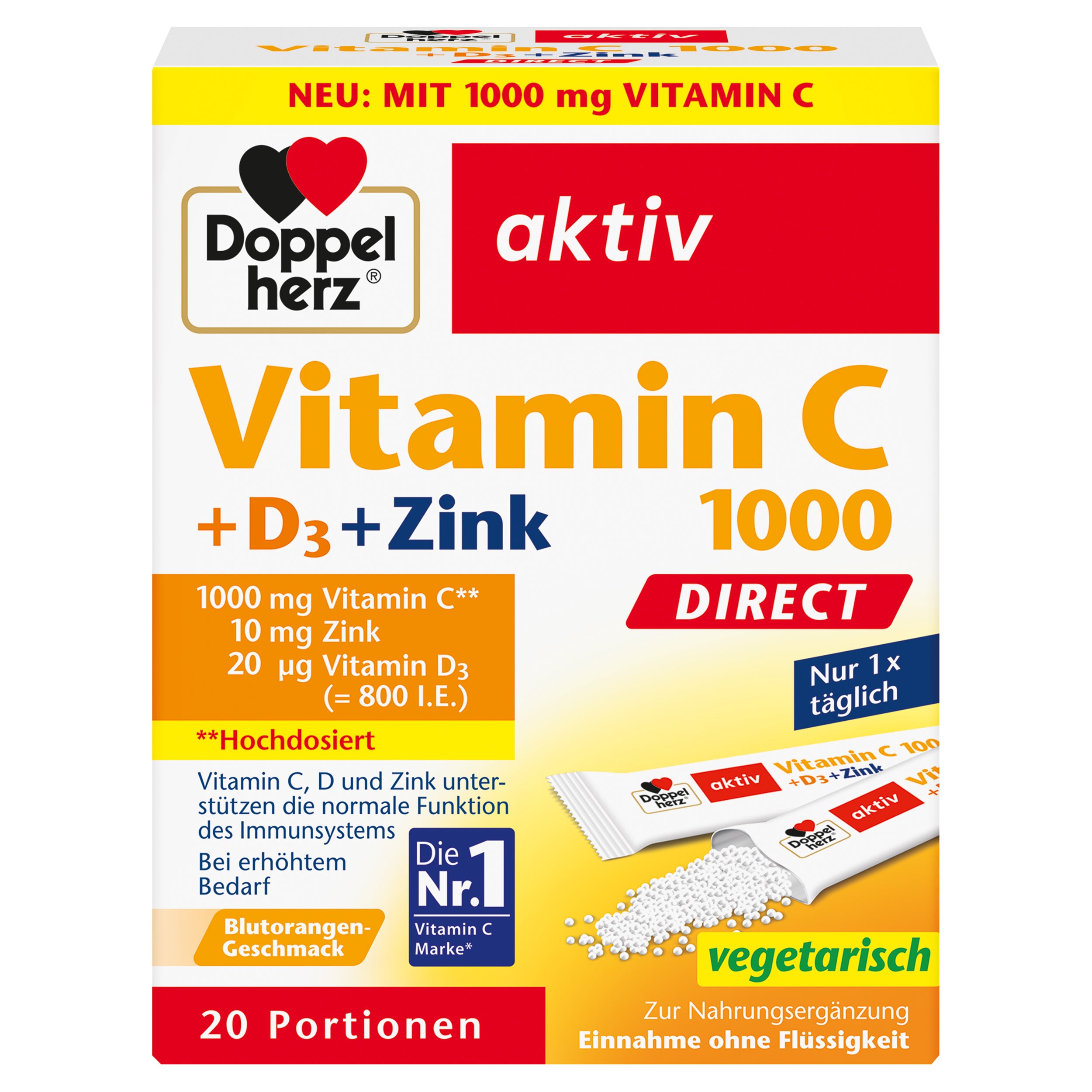 Vitamin C 1000 + D3 + Zink DIRECT (20 Sachets)